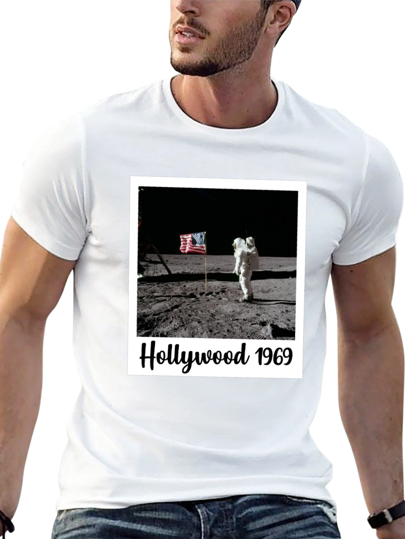 Hollywood 1969 Moon Landing Black T-Shirt