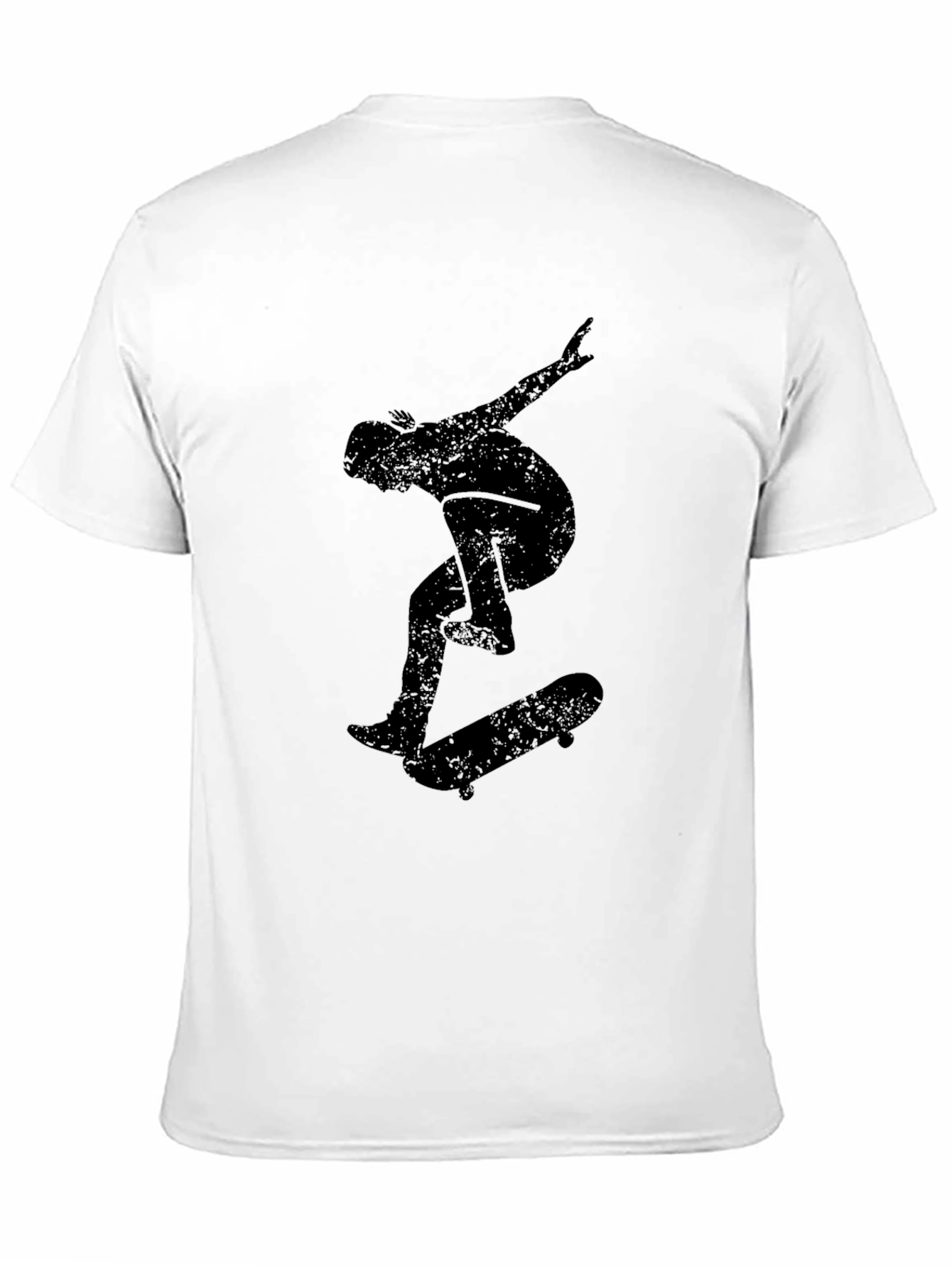 Skateboarder Graphic Tee - Black Cotton Casual Top