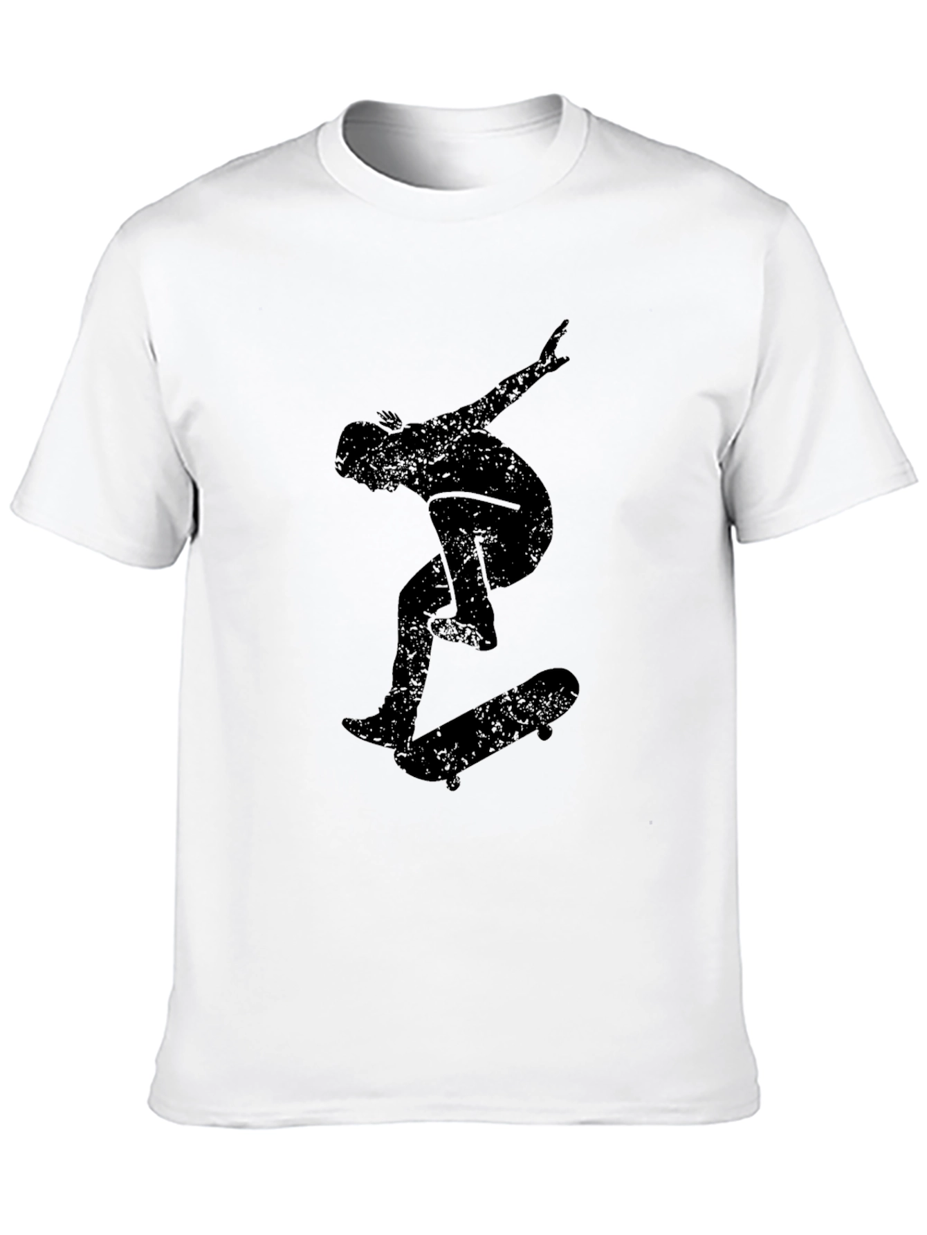 Skateboarder Graphic Tee - Black Cotton Casual Top