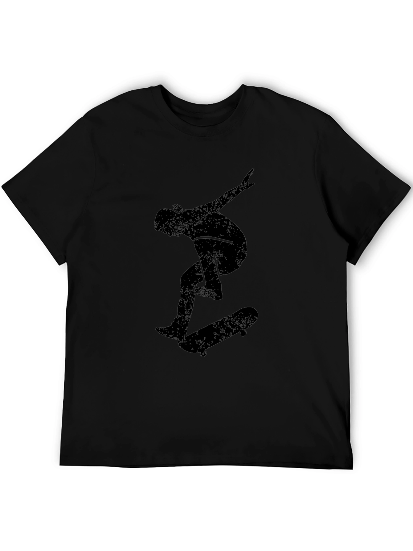 Skateboarder Graphic Tee - Black Cotton Casual Top