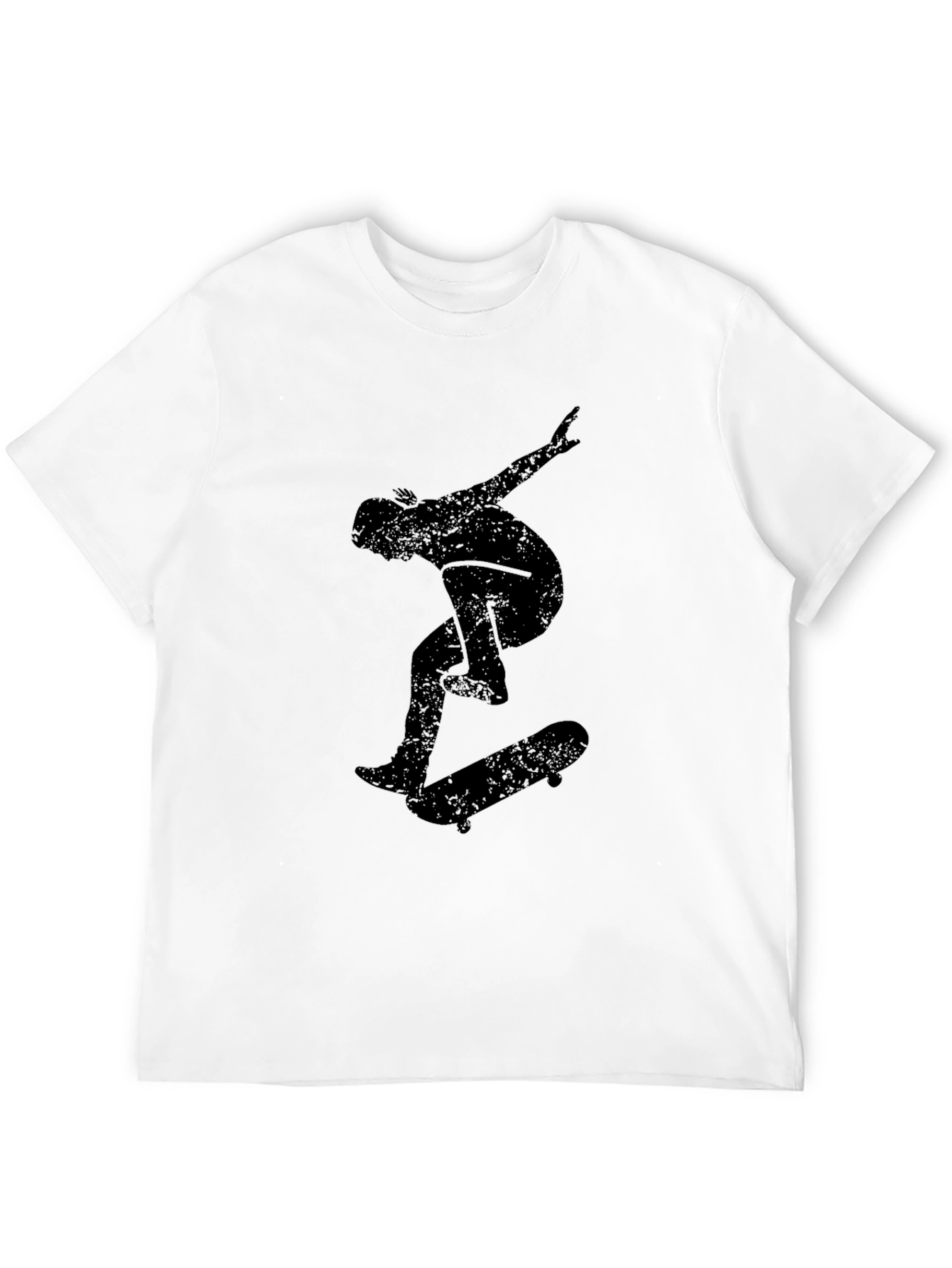 Skateboarder Graphic Tee - Black Cotton Casual Top