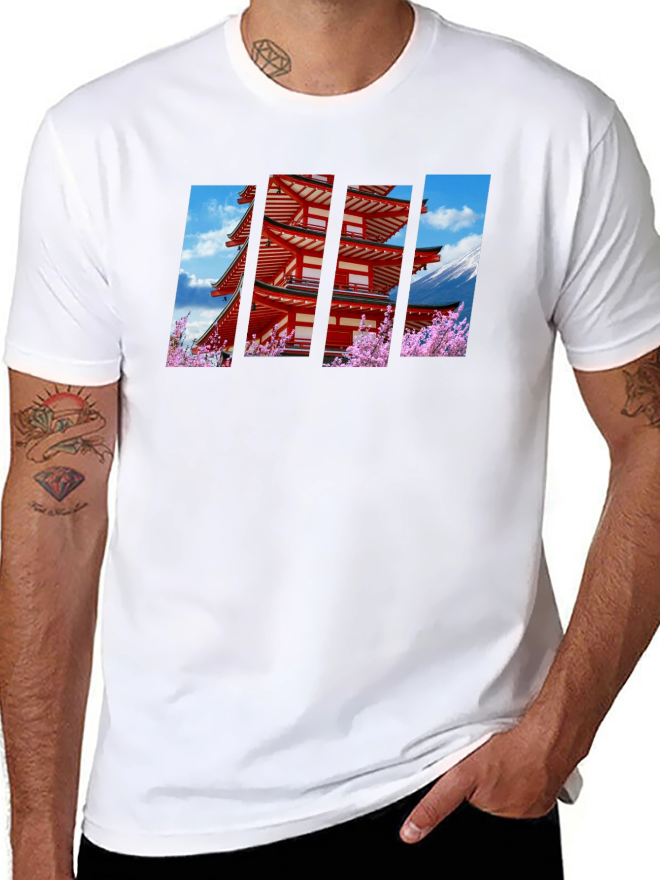 Japanese Pagoda Graphic Black T-Shirt