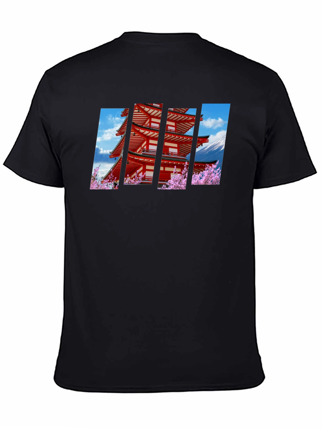 Japanese Pagoda Graphic Black T-Shirt