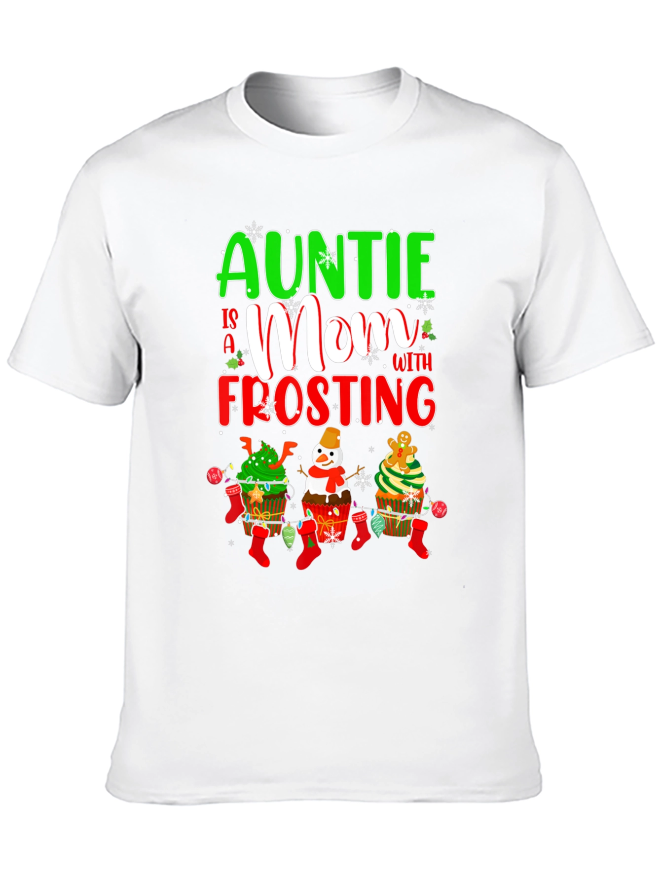 Auntie Mom Frosting Cupcake Christmas T-Shirt