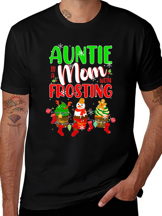 Auntie Mom Frosting Cupcake Christmas T-Shirt