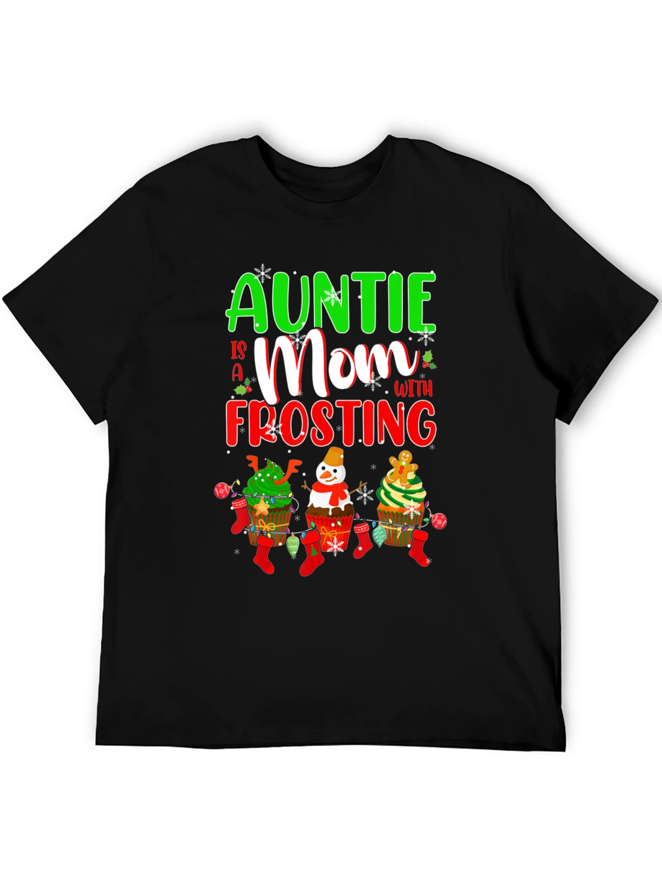Auntie Mom Frosting Cupcake Christmas T-Shirt