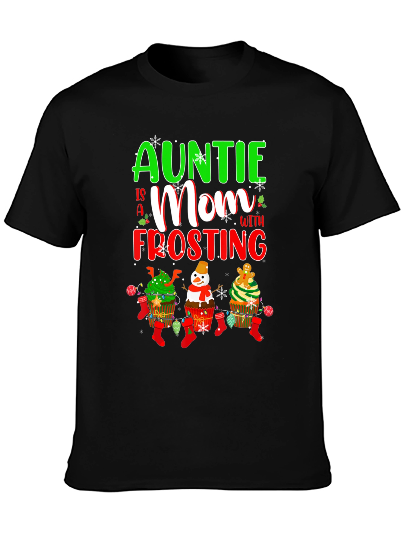 Auntie Mom Frosting Cupcake Christmas T-Shirt
