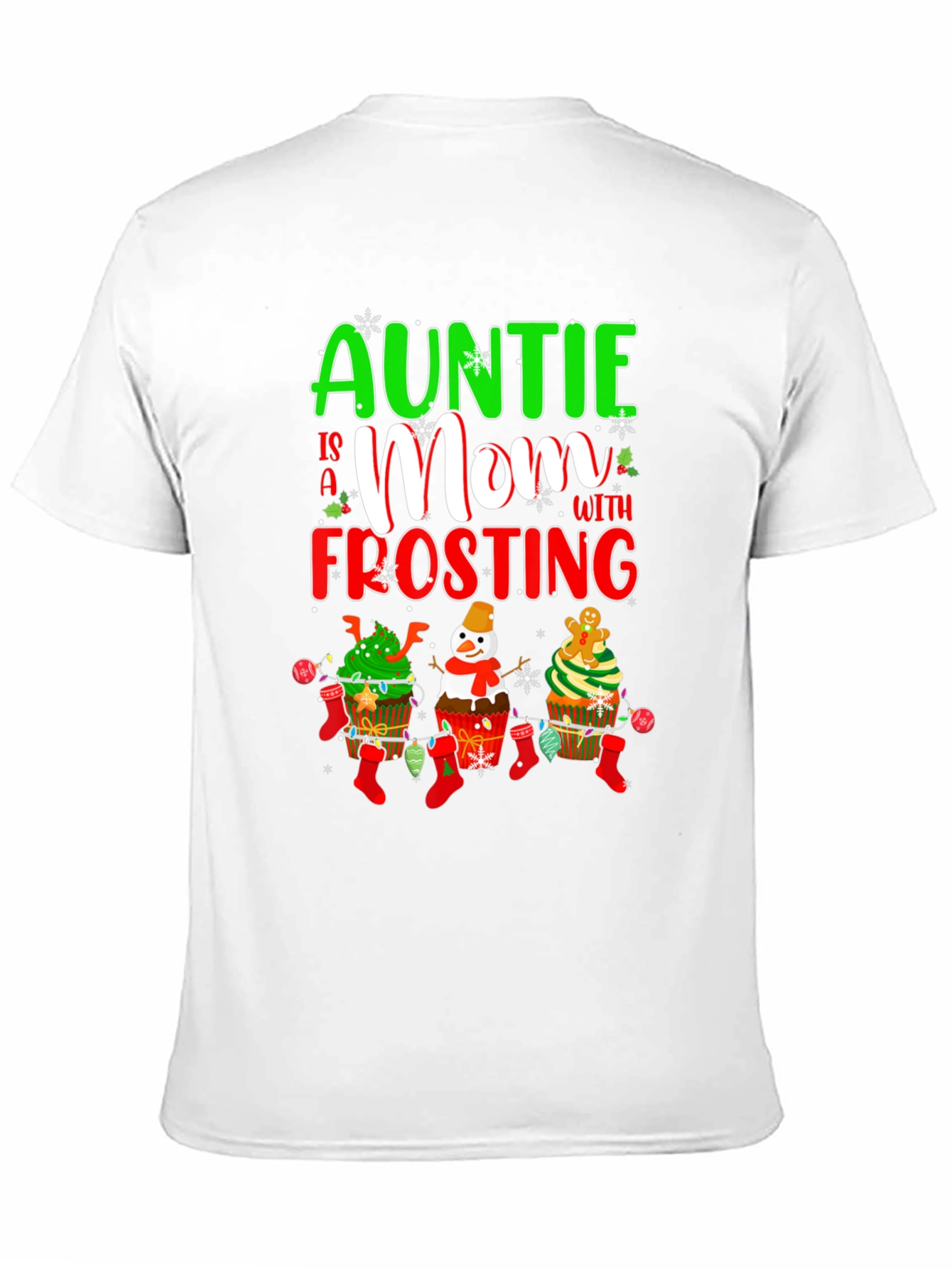 Auntie Mom Frosting Cupcake Christmas T-Shirt