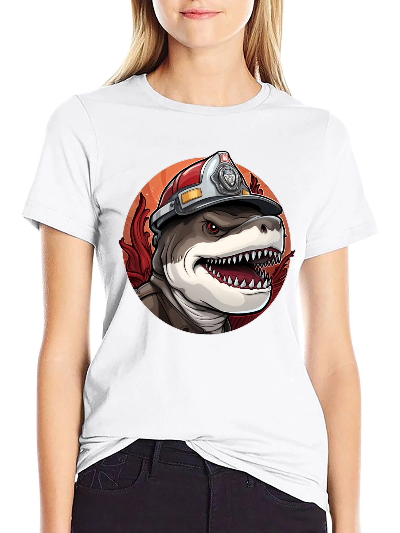 Firefighter Shark T-Shirt - Quirky Graphic Tee