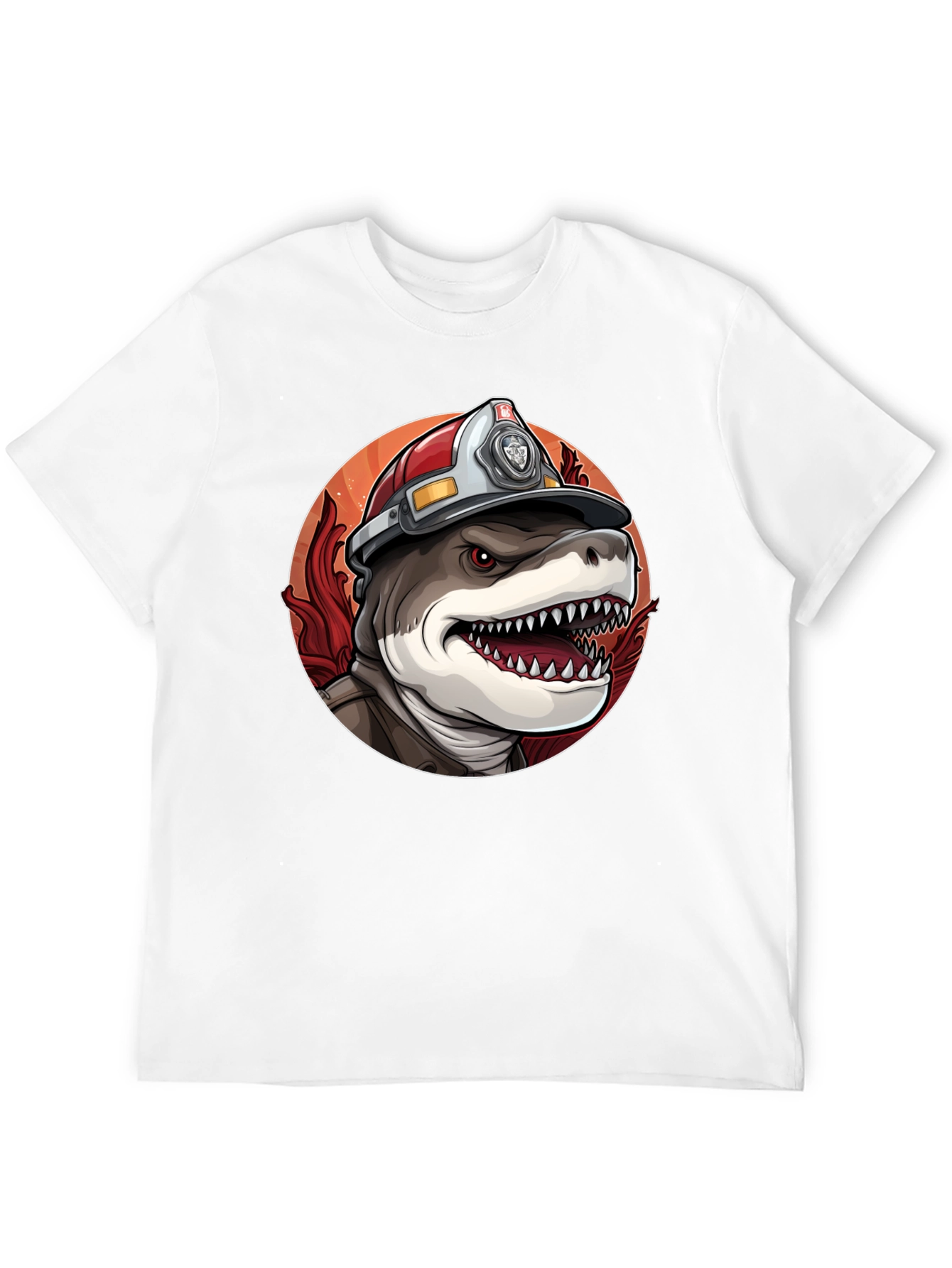 Firefighter Shark T-Shirt - Quirky Graphic Tee