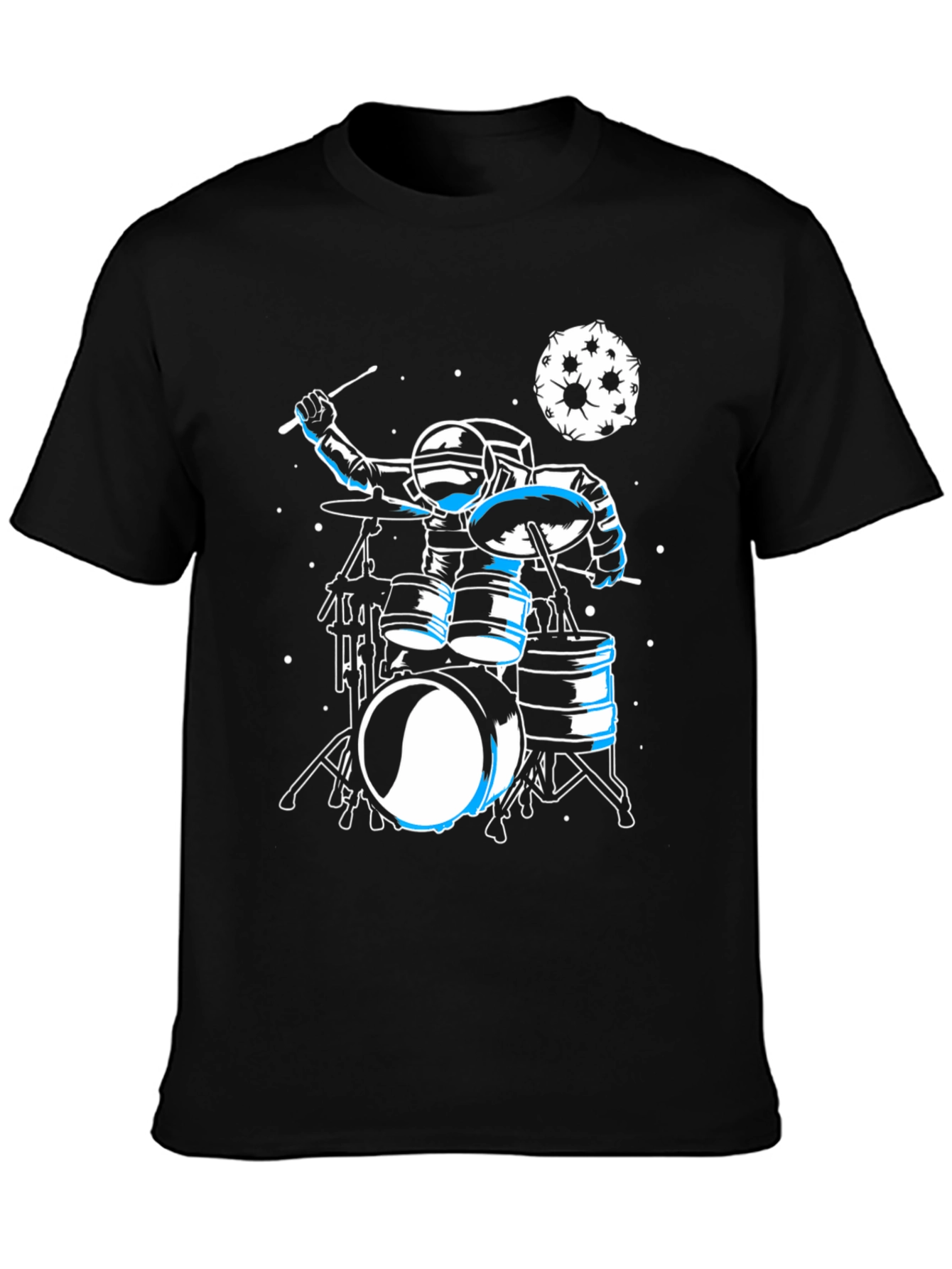 Astronaut Drummer Graphic Tee - Space Music Shirt