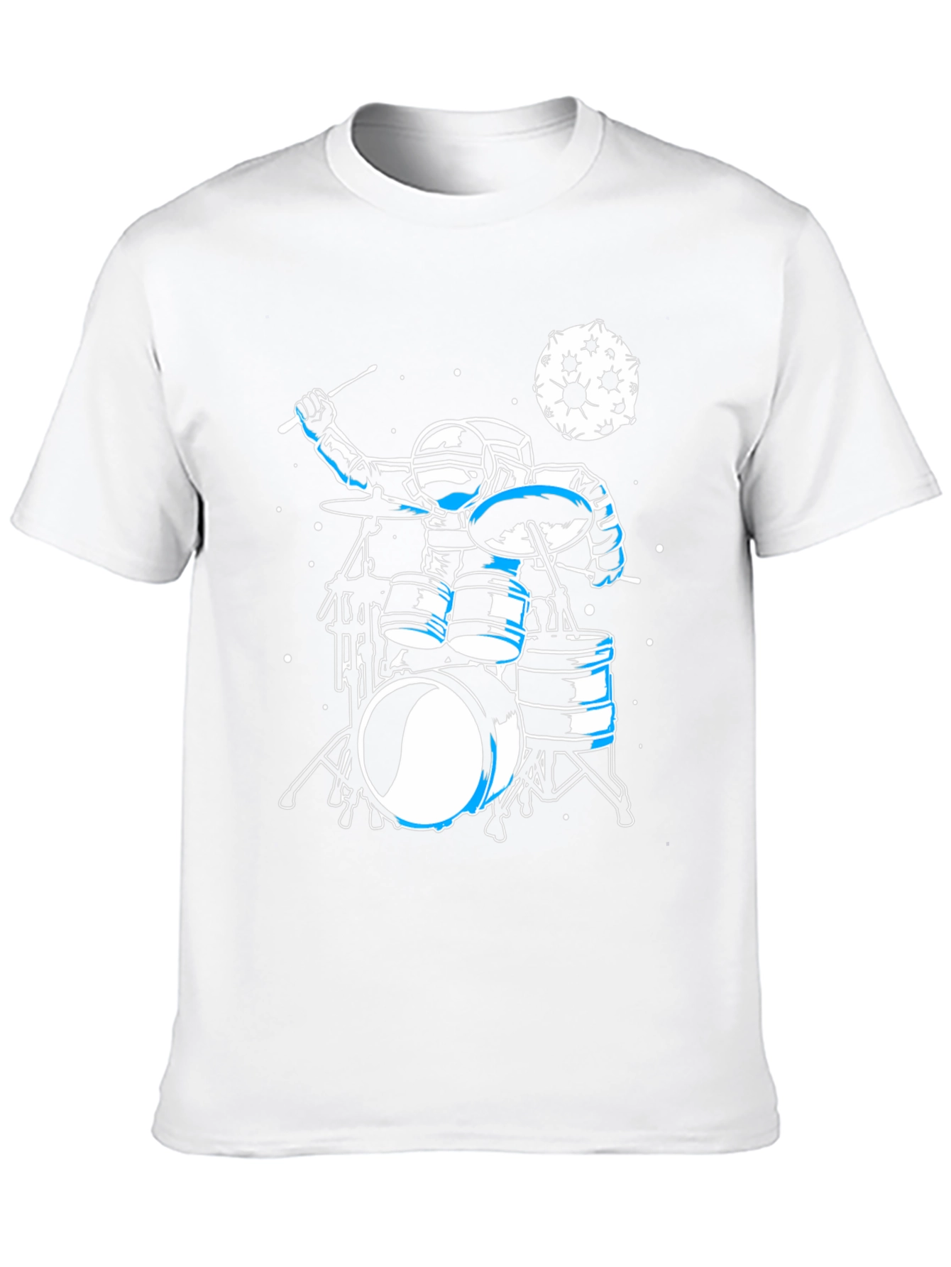 Astronaut Drummer Graphic Tee - Space Music Shirt