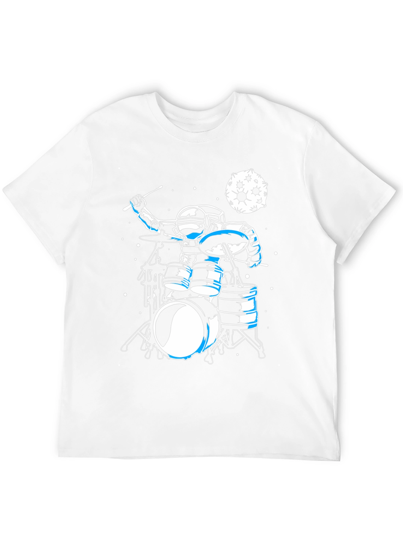 Astronaut Drummer Graphic Tee - Space Music Shirt