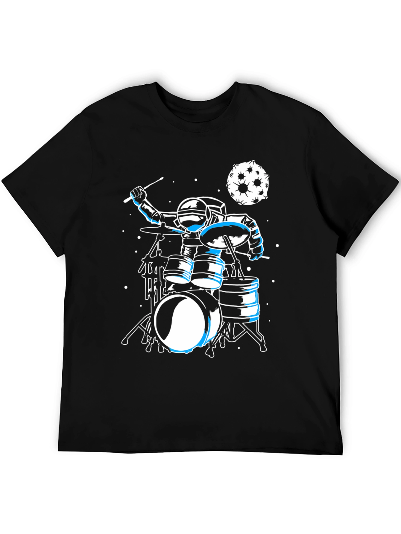 Astronaut Drummer Graphic Tee - Space Music Shirt