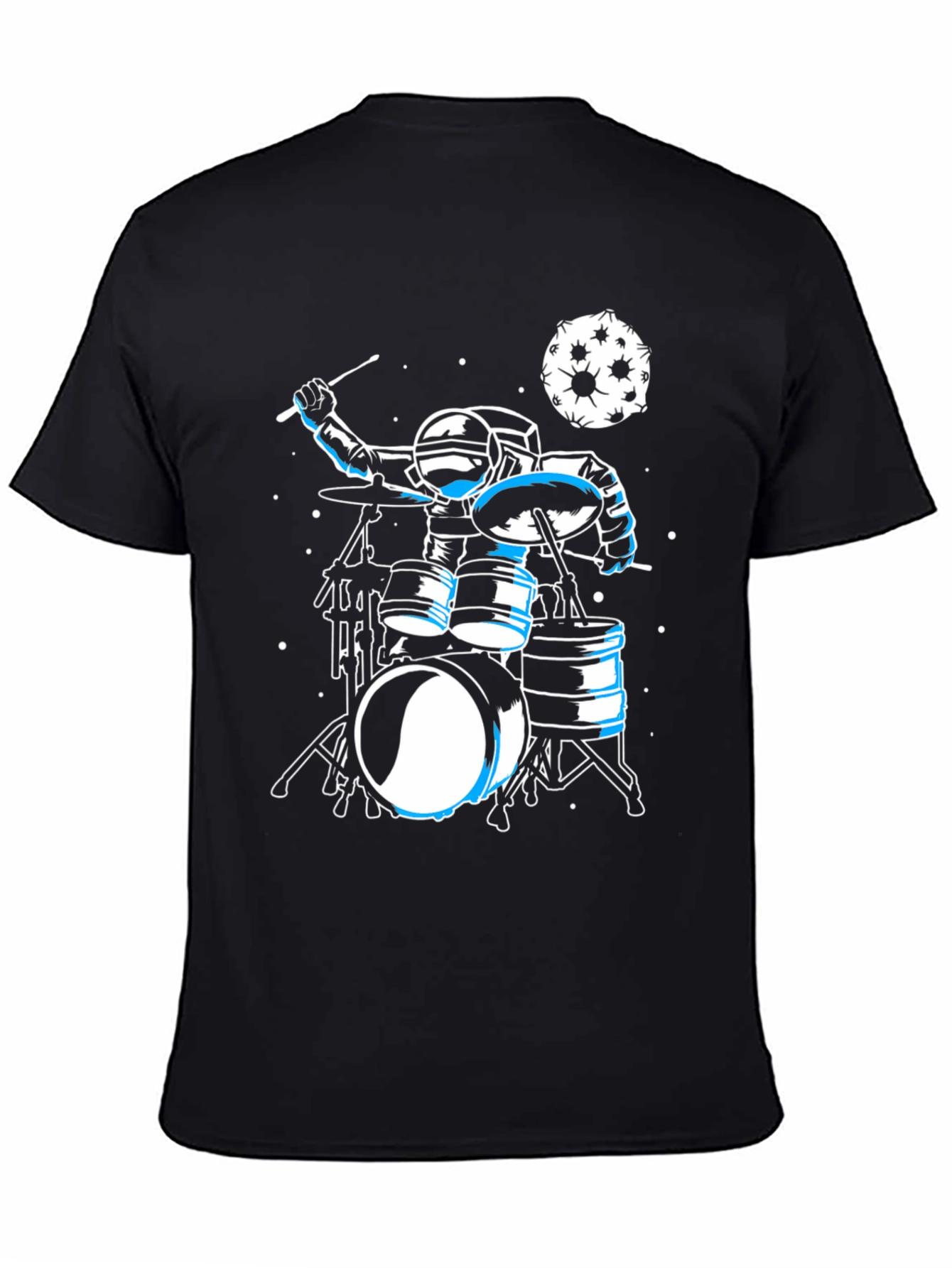 Astronaut Drummer Graphic Tee - Space Music Shirt