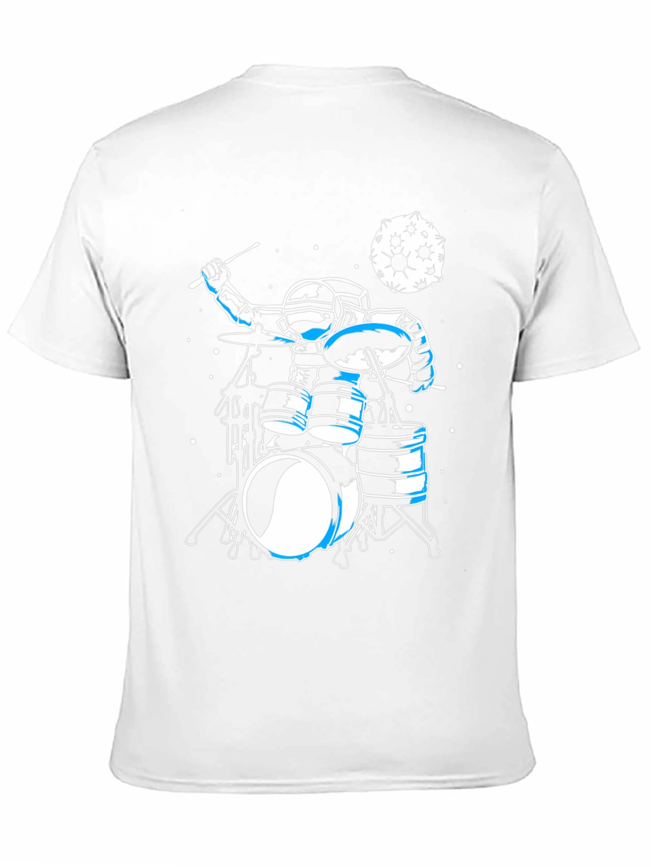 Astronaut Drummer Graphic Tee - Space Music Shirt