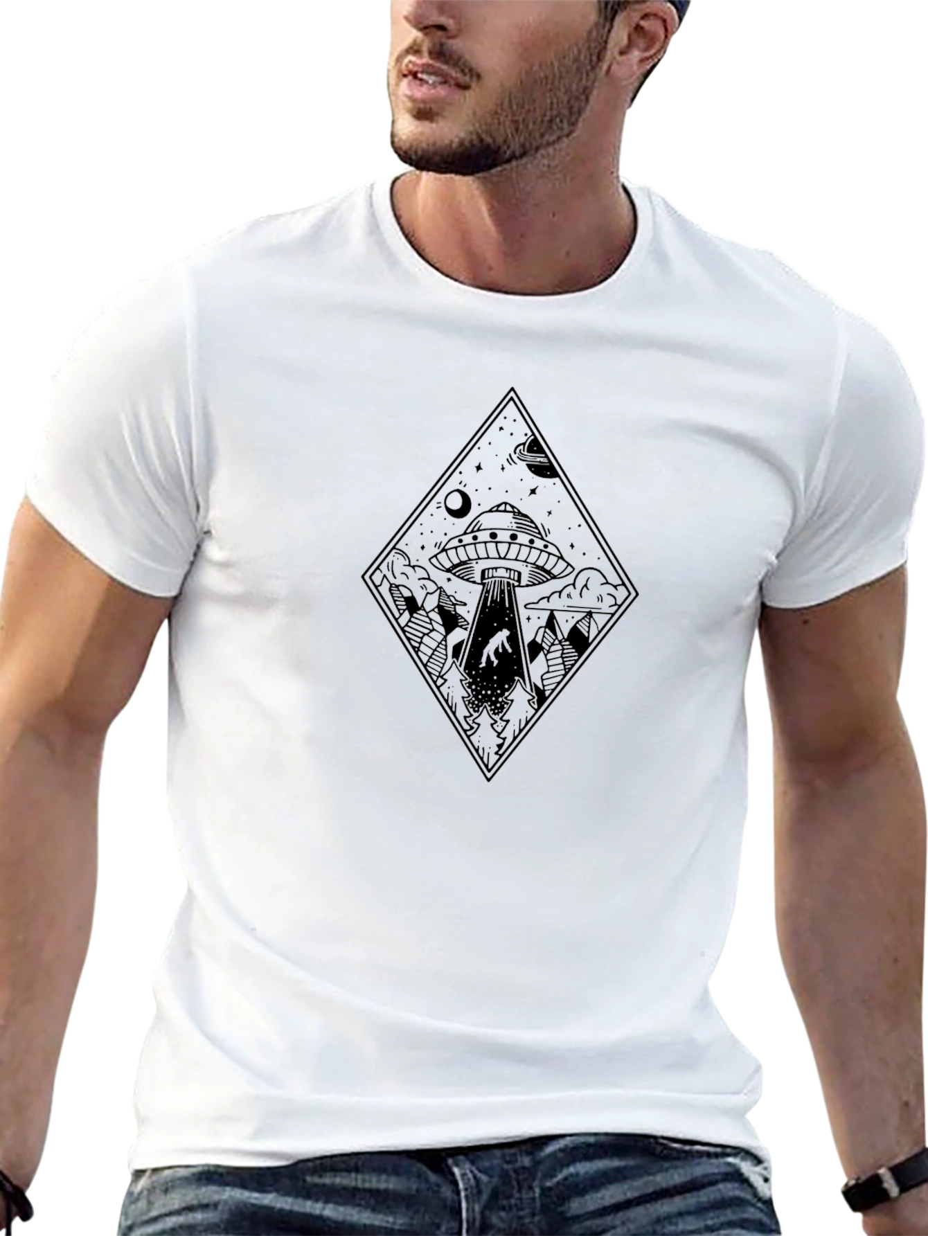 UFO Abduction Graphic Tee - Black