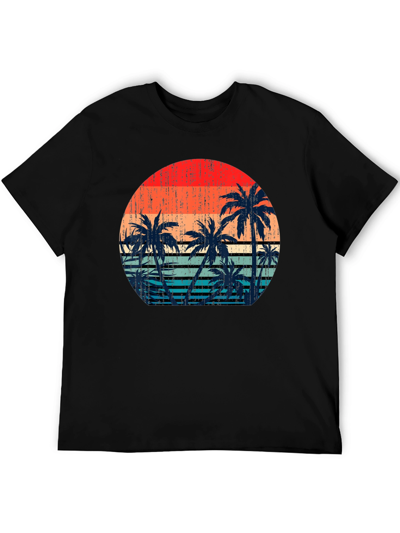 Retro Sunset Palm Tree Graphic T-Shirt