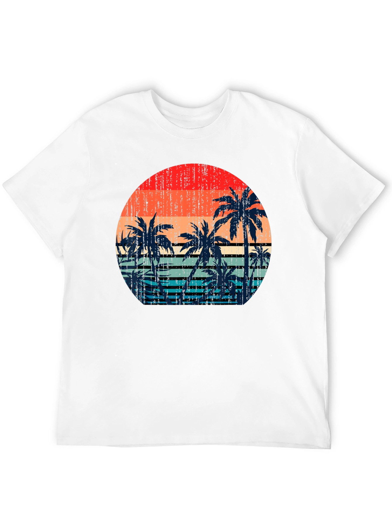 Retro Sunset Palm Tree Graphic T-Shirt