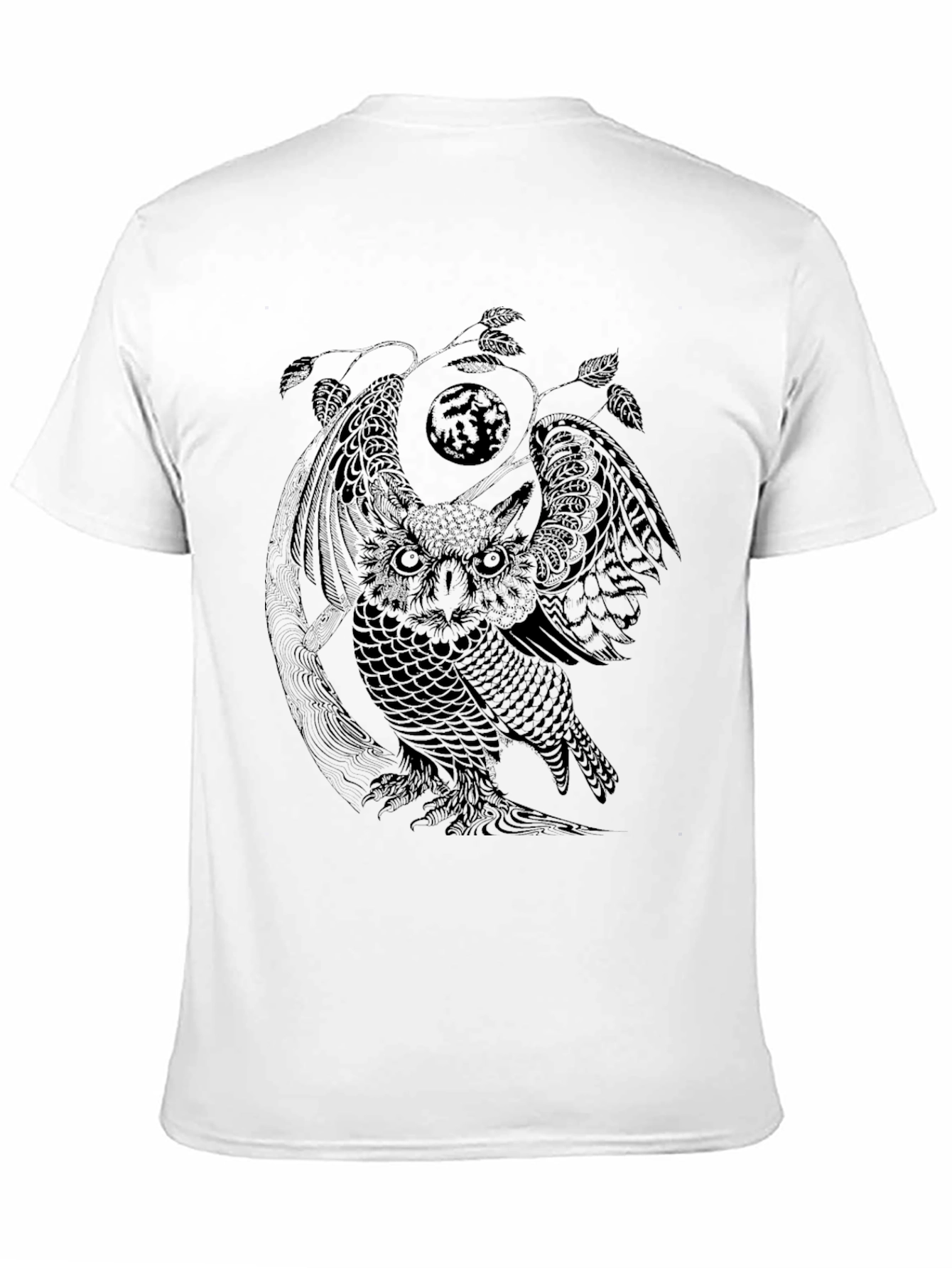 Mens Black Owl Graphic T-Shirt