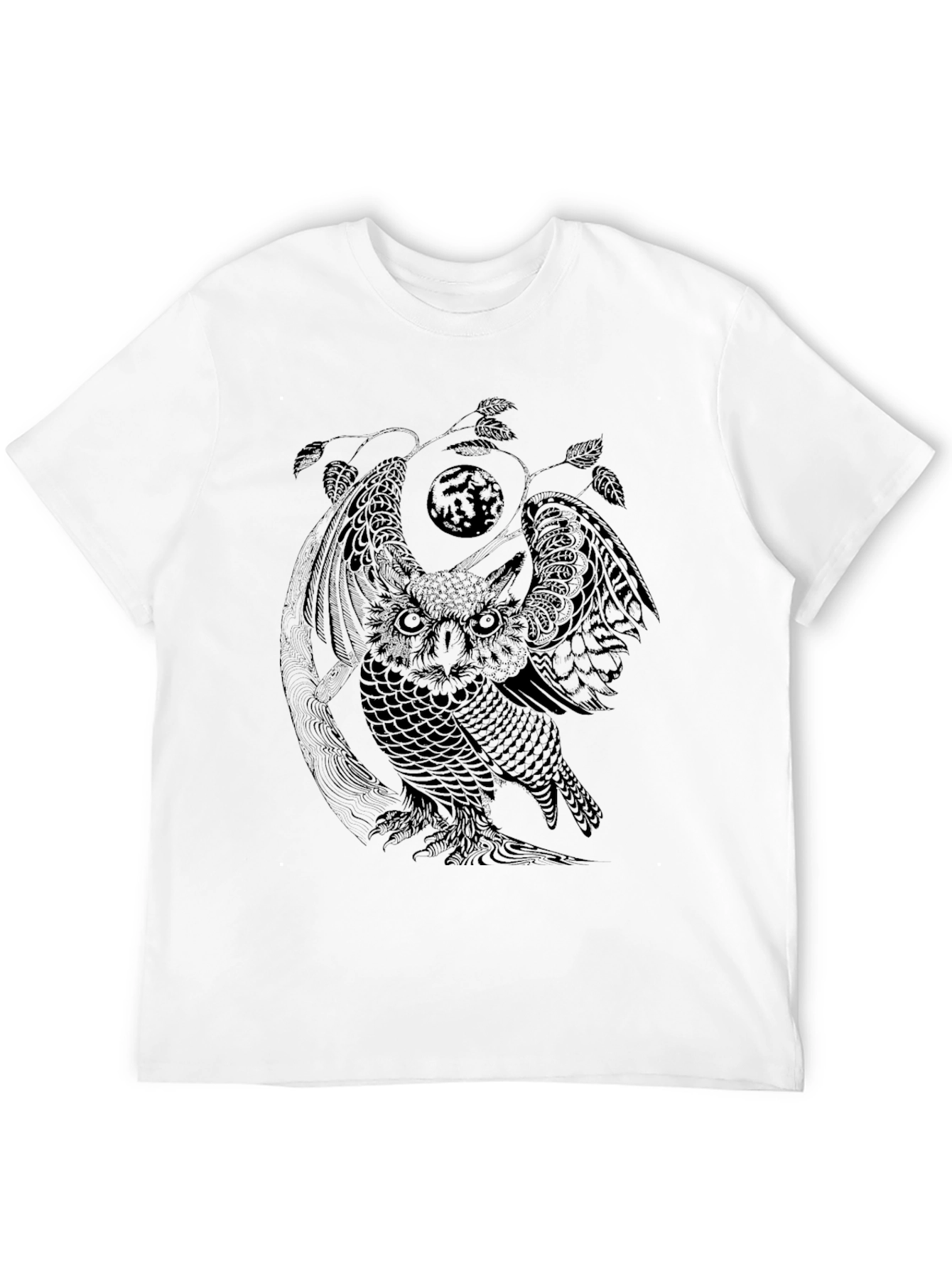 Mens Black Owl Graphic T-Shirt