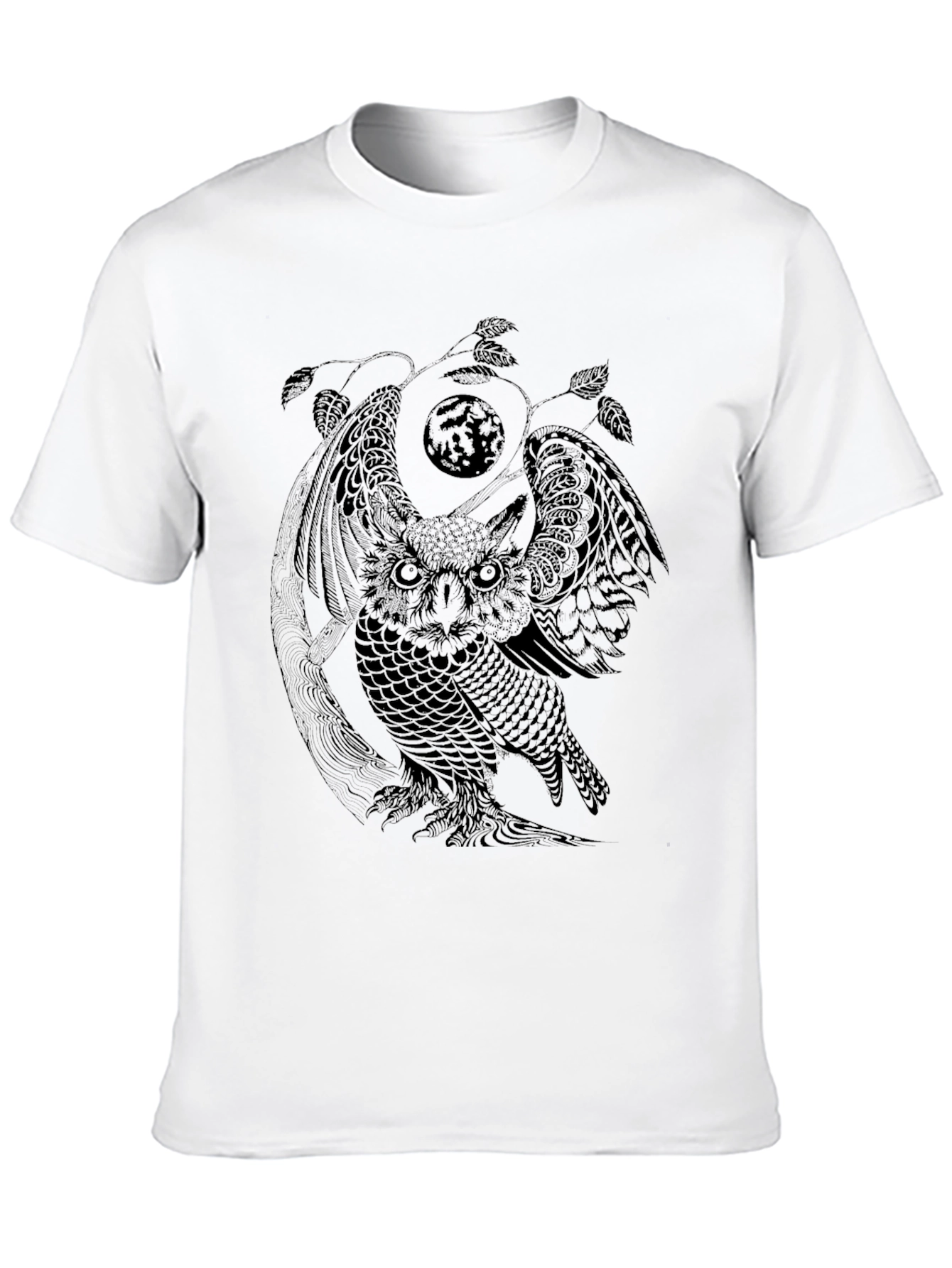 Mens Black Owl Graphic T-Shirt