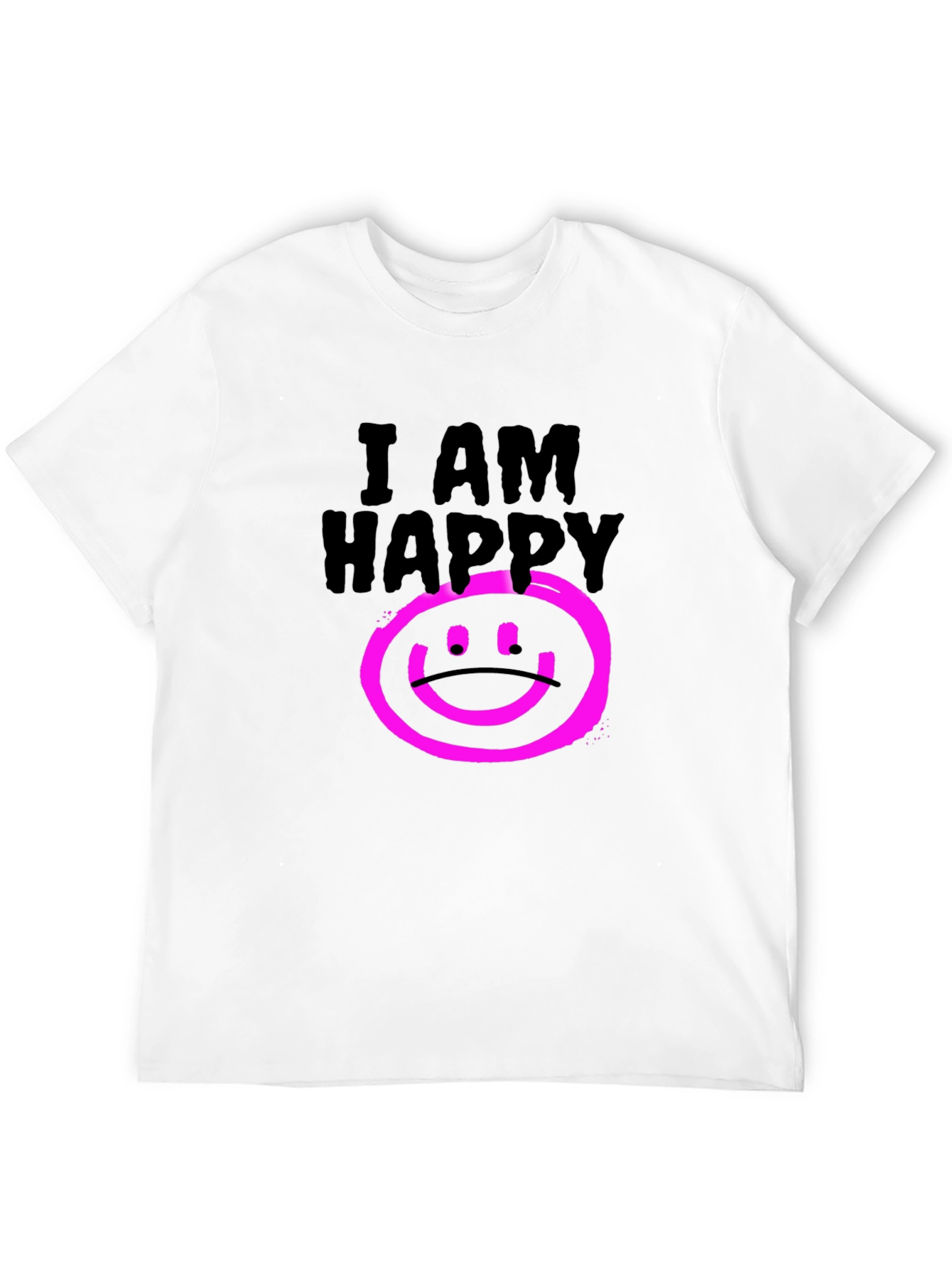 I AM HAPPY Graphic Black T-Shirt