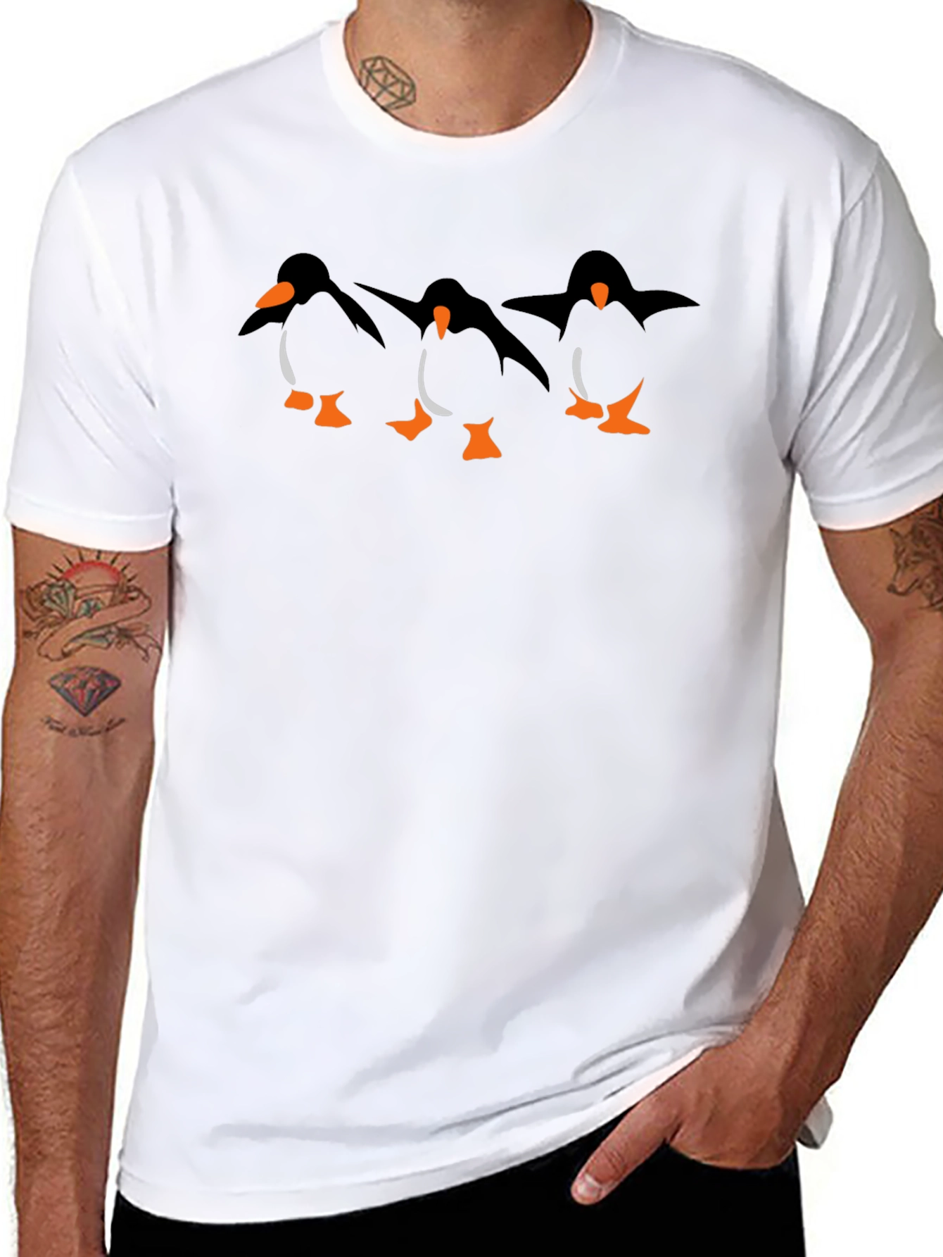 Penguin Parade Graphic Tee - Black Casual T-Shirt