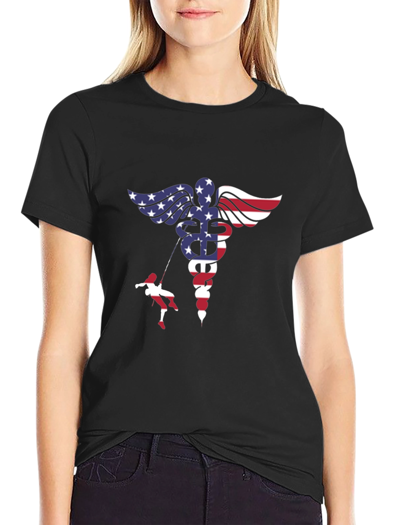 American Flag Medical Symbol T-Shirt