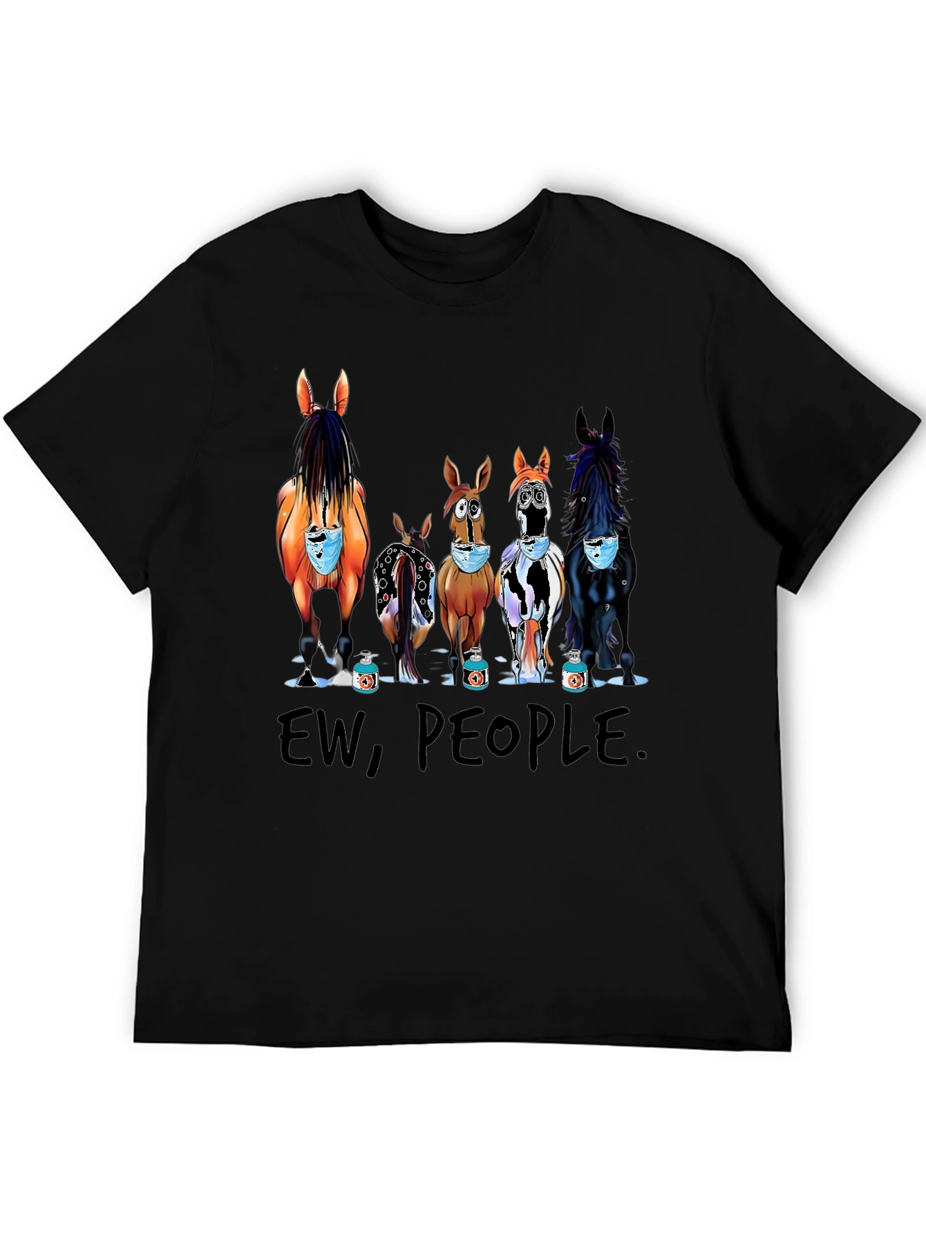 Ew People Horses Wearing Masks T-Shirt
