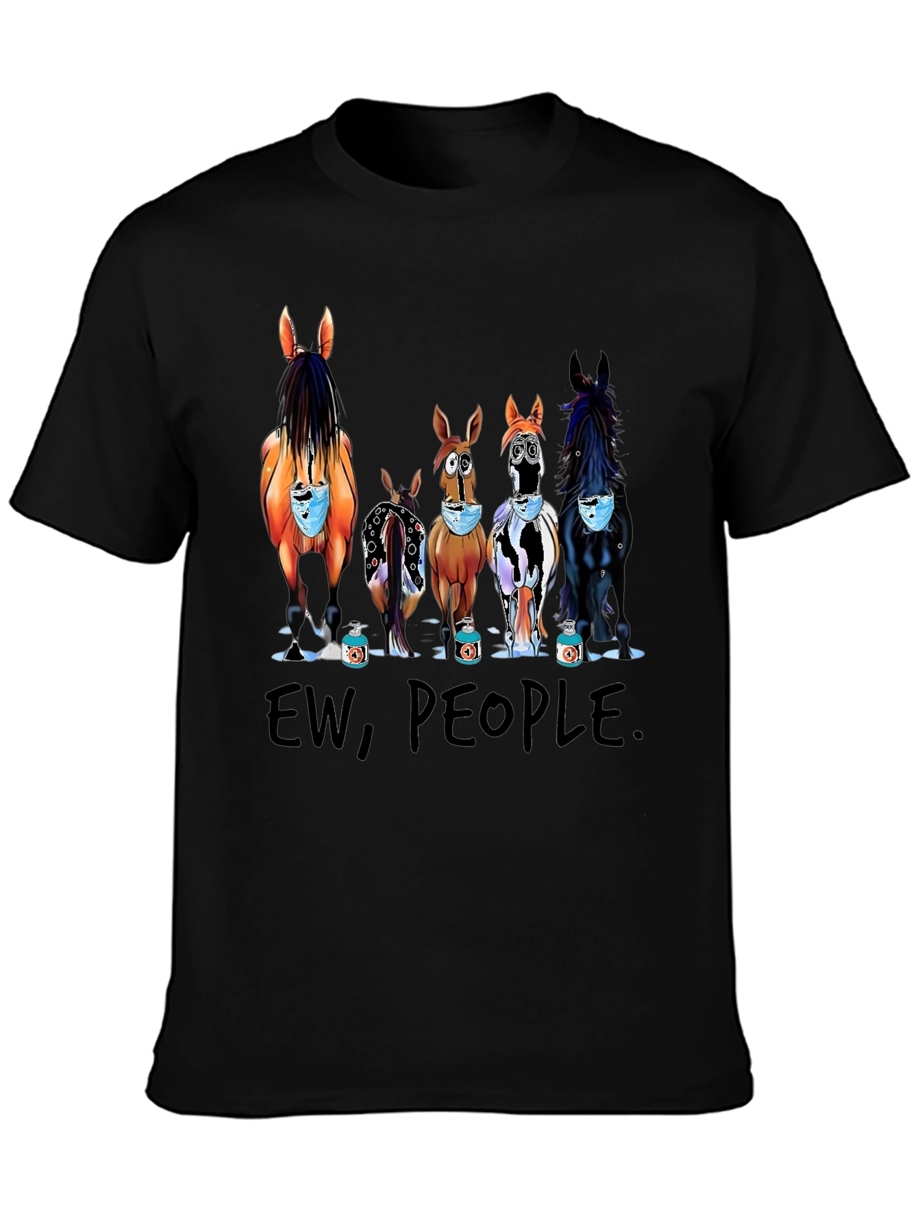 Ew People Horses Wearing Masks T-Shirt