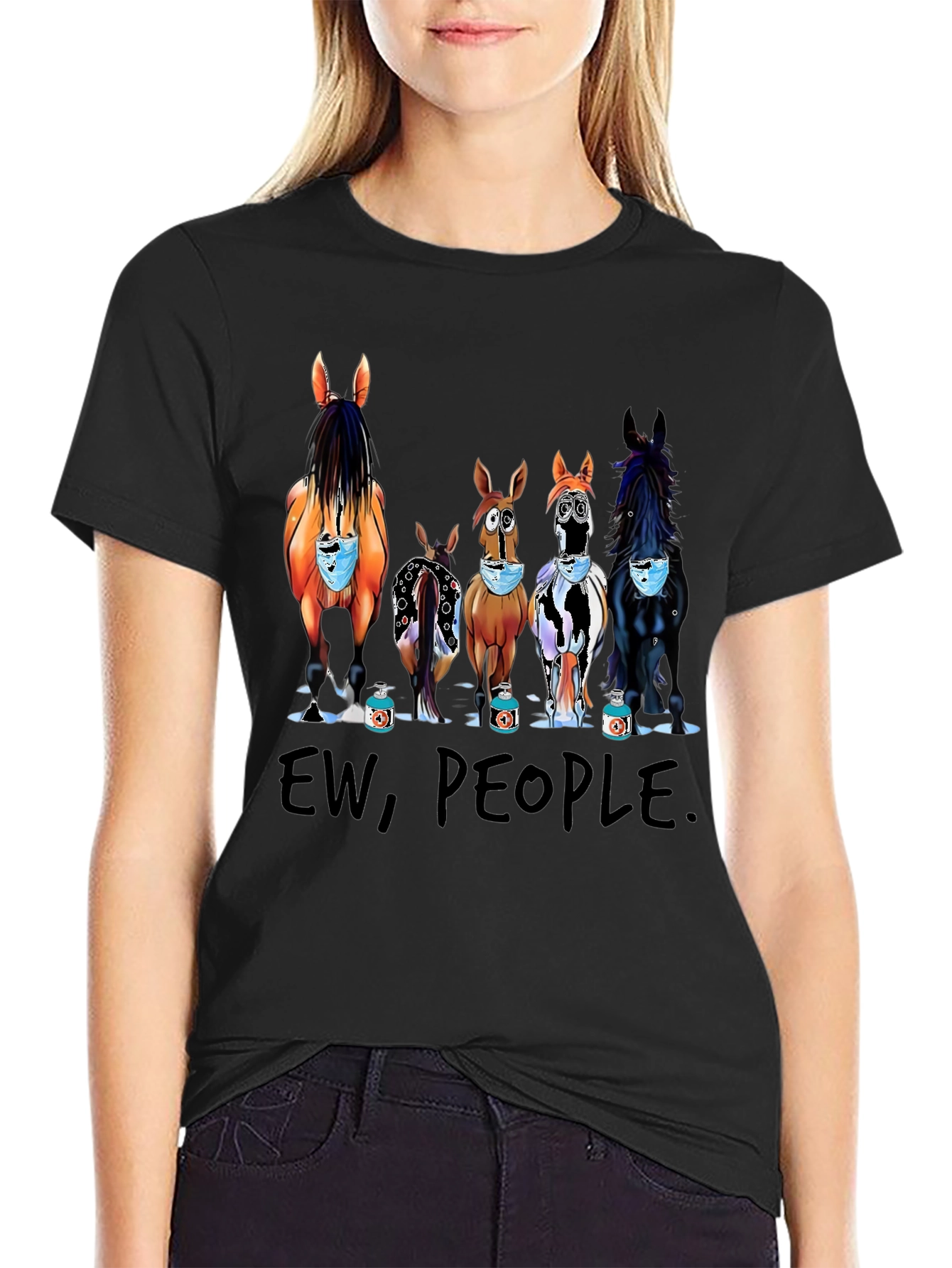 Ew People Horses Wearing Masks T-Shirt