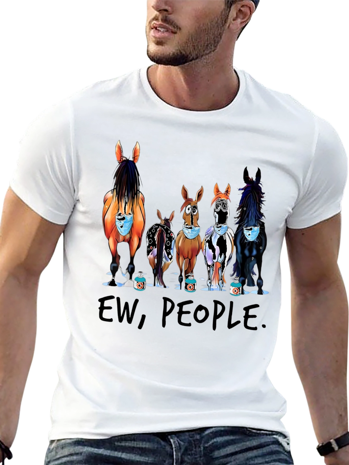 Ew People Horses Wearing Masks T-Shirt