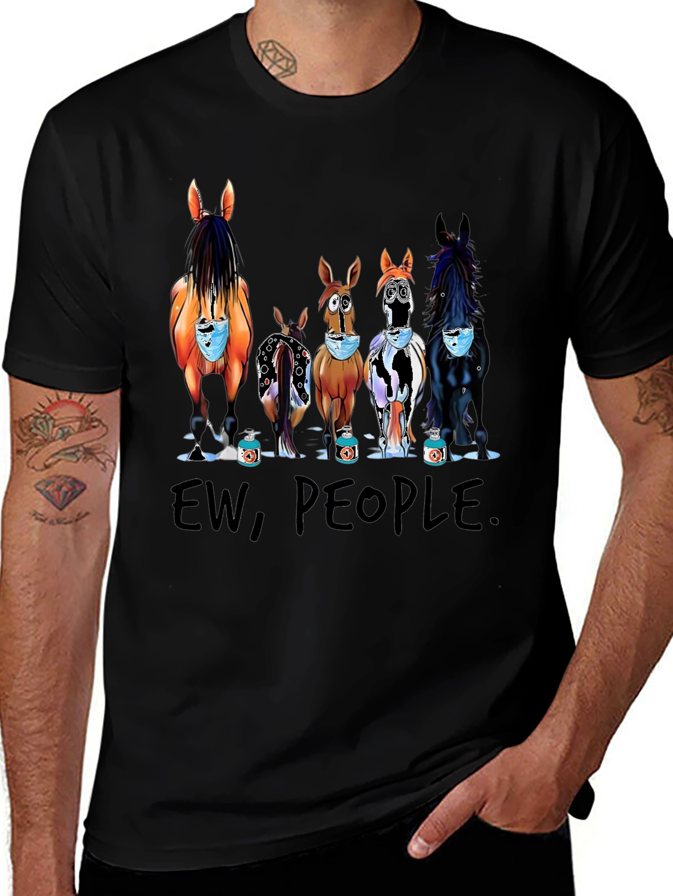 Ew People Horses Wearing Masks T-Shirt