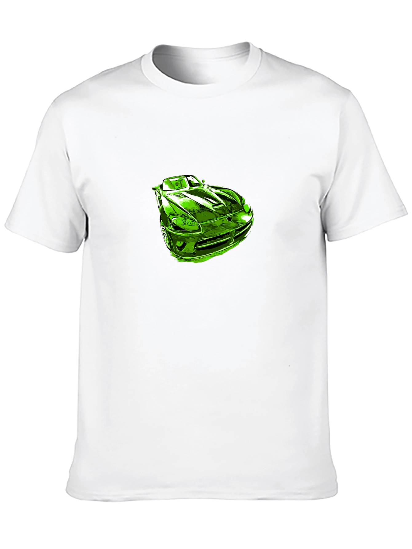 Green Car Graphic Black T-Shirt