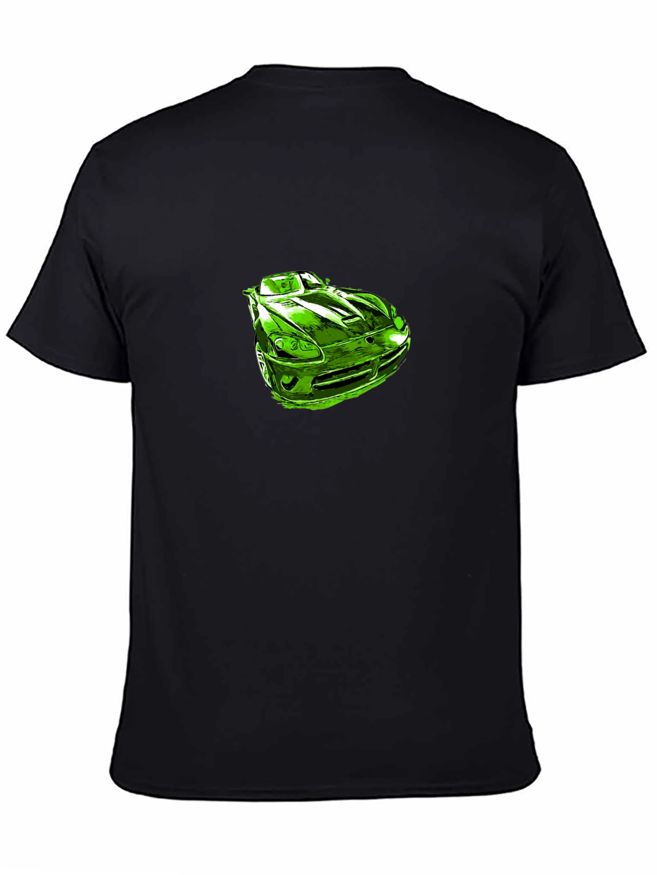 Green Car Graphic Black T-Shirt