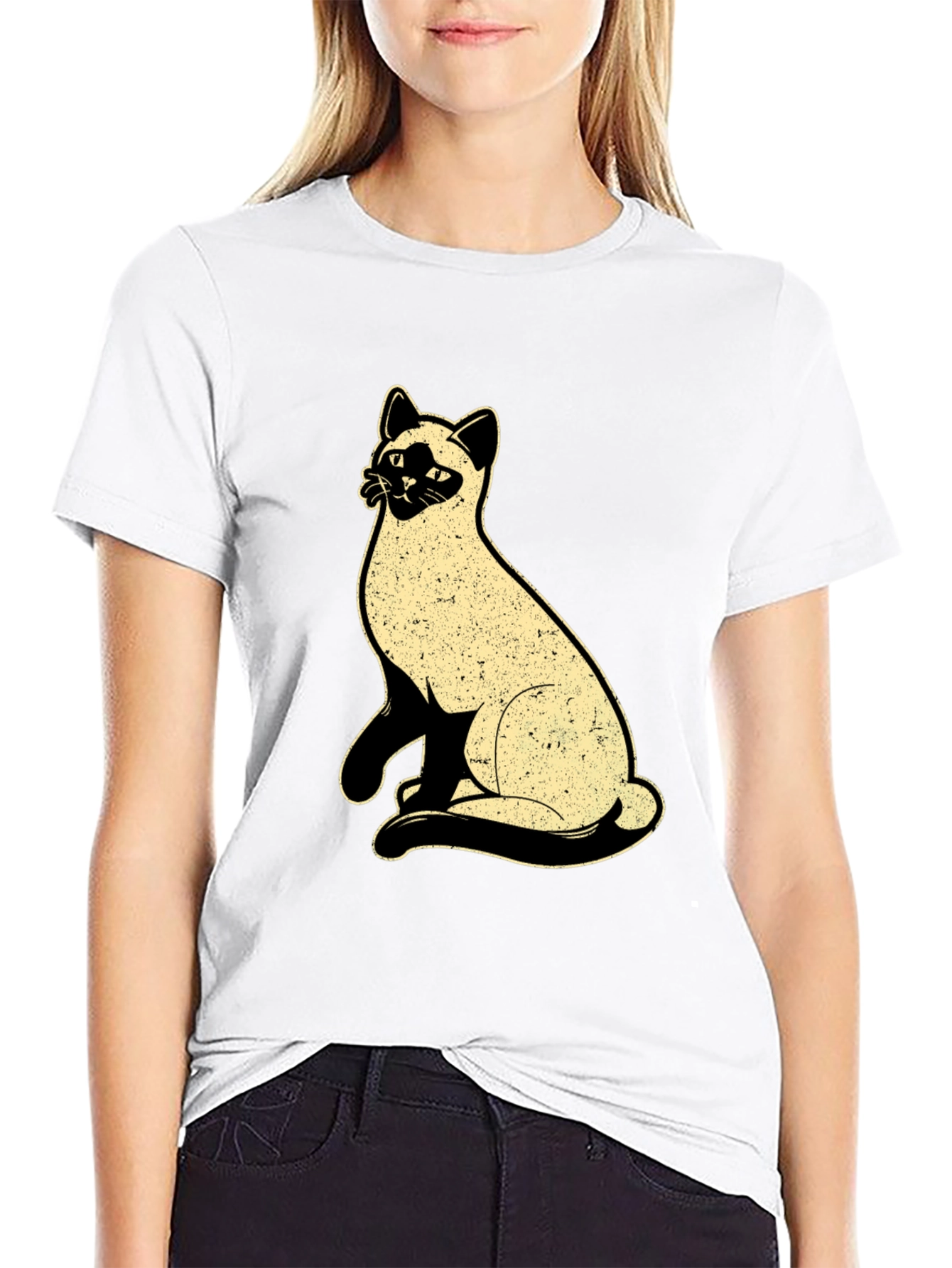 Siamese Cat Graphic Tee - Unisex Black T-Shirt