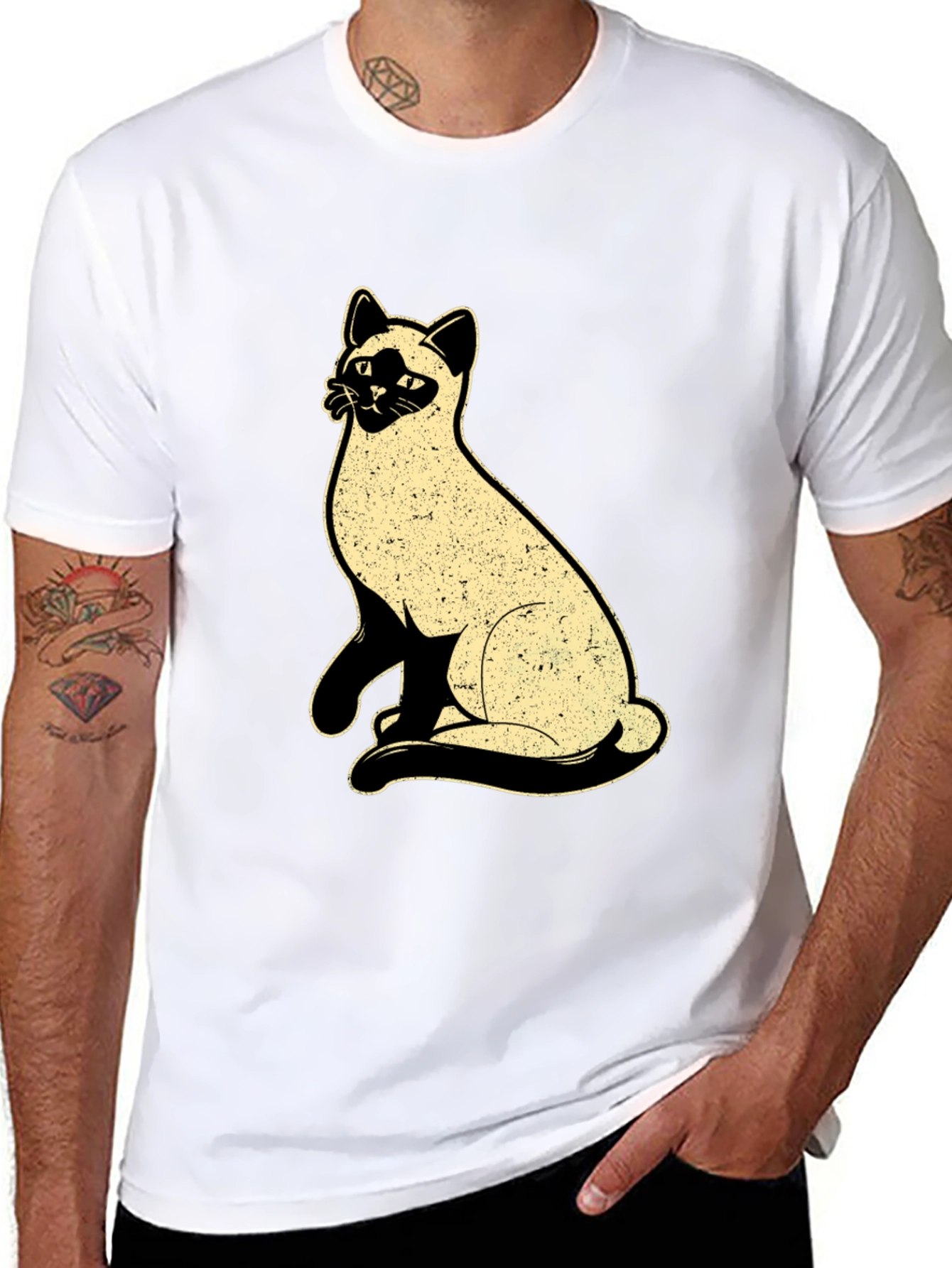 Siamese Cat Graphic Tee - Unisex Black T-Shirt