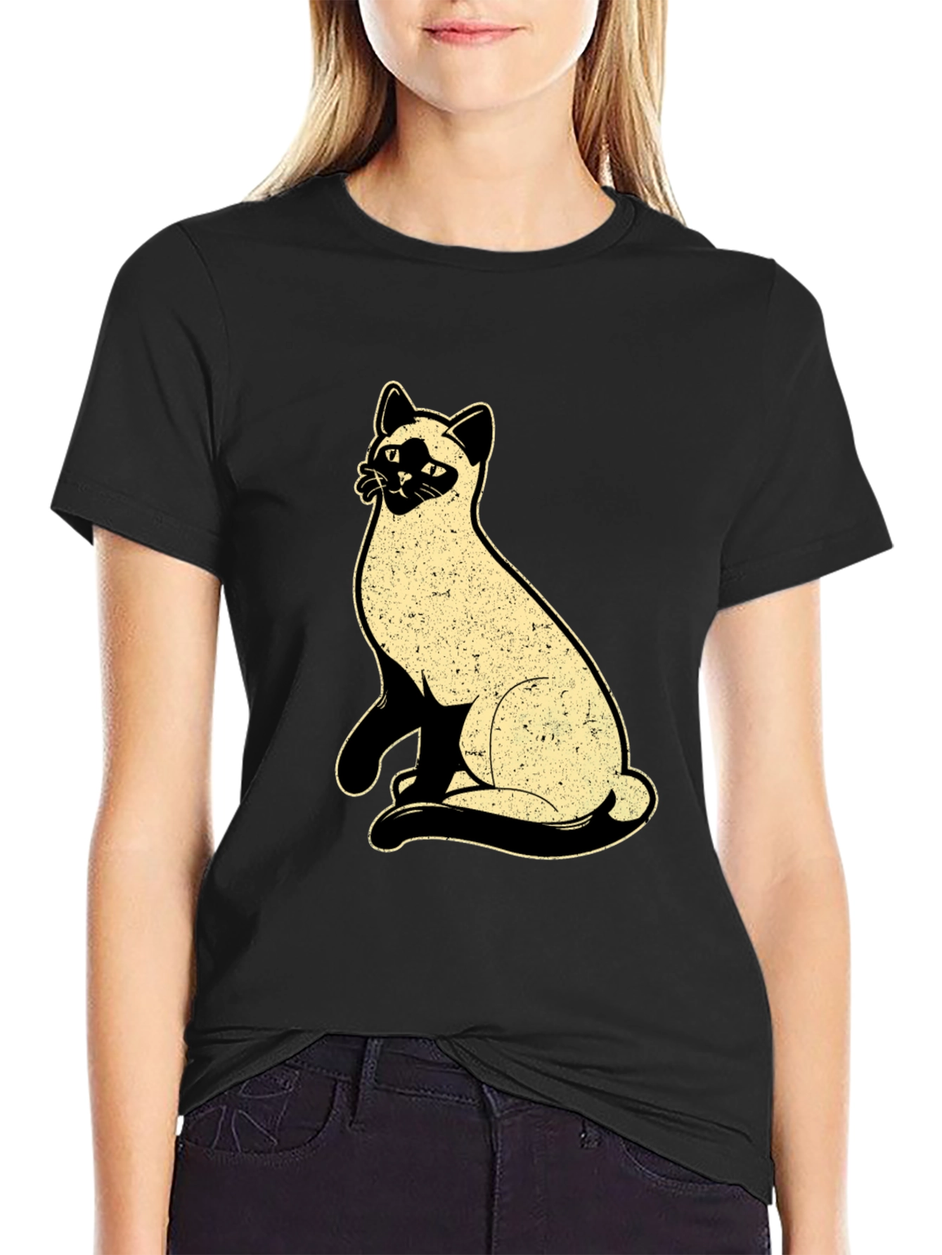Siamese Cat Graphic Tee - Unisex Black T-Shirt