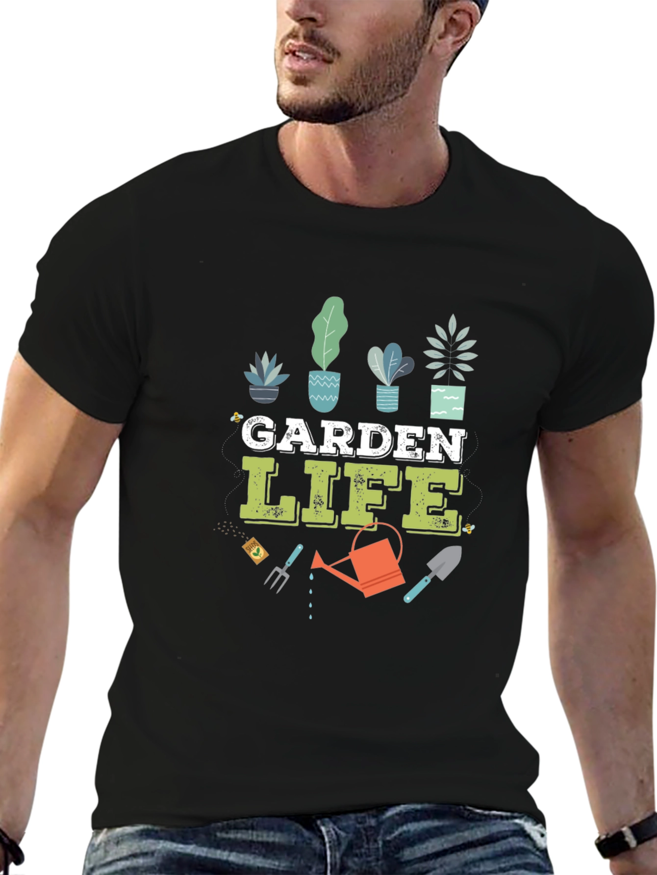 Garden Life Graphic T-Shirt - Black Cotton Blend Tee