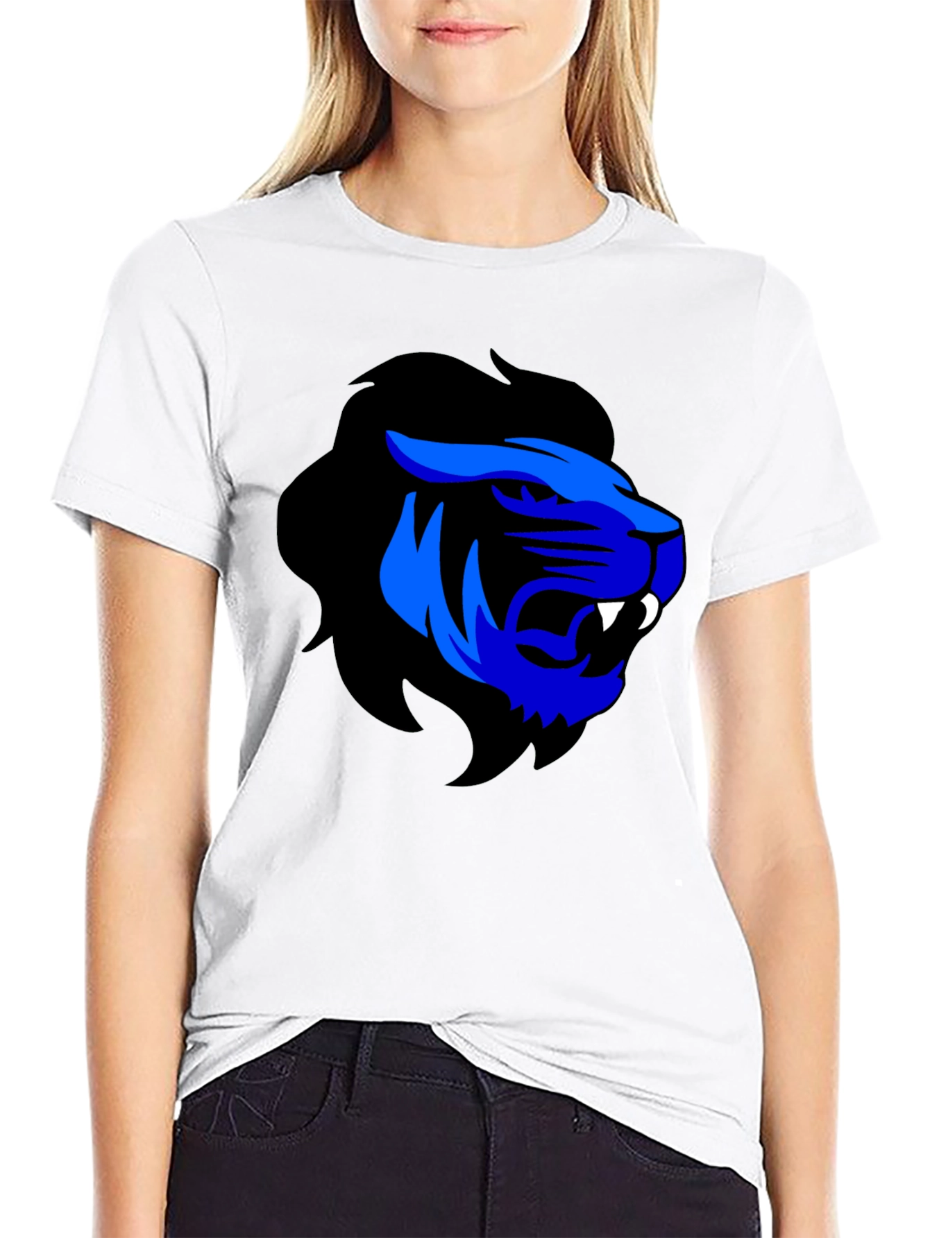 Blue Lion Graphic Black T-Shirt