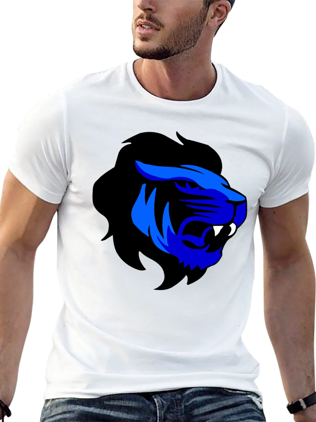 Blue Lion Graphic Black T-Shirt
