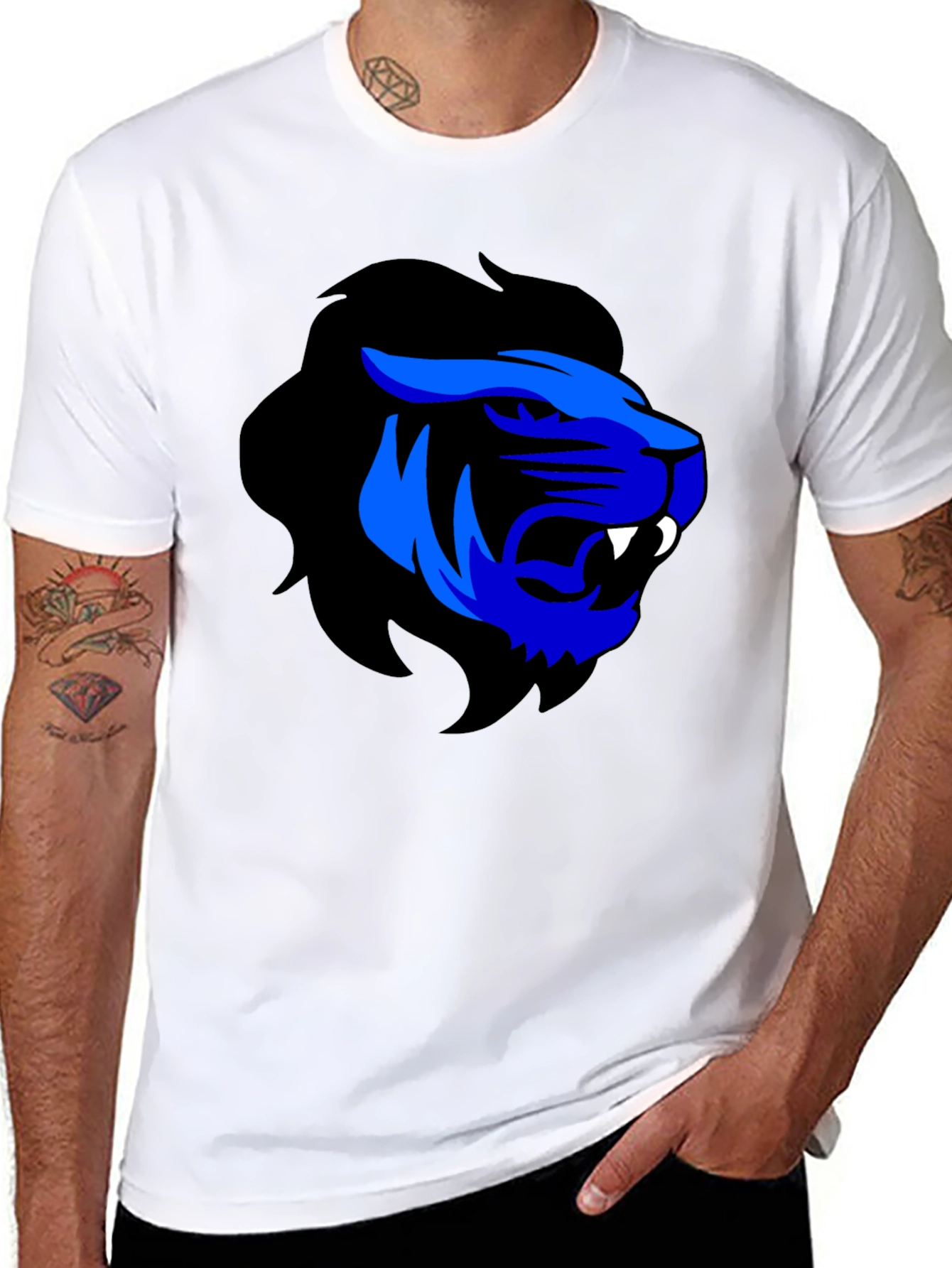 Blue Lion Graphic Black T-Shirt