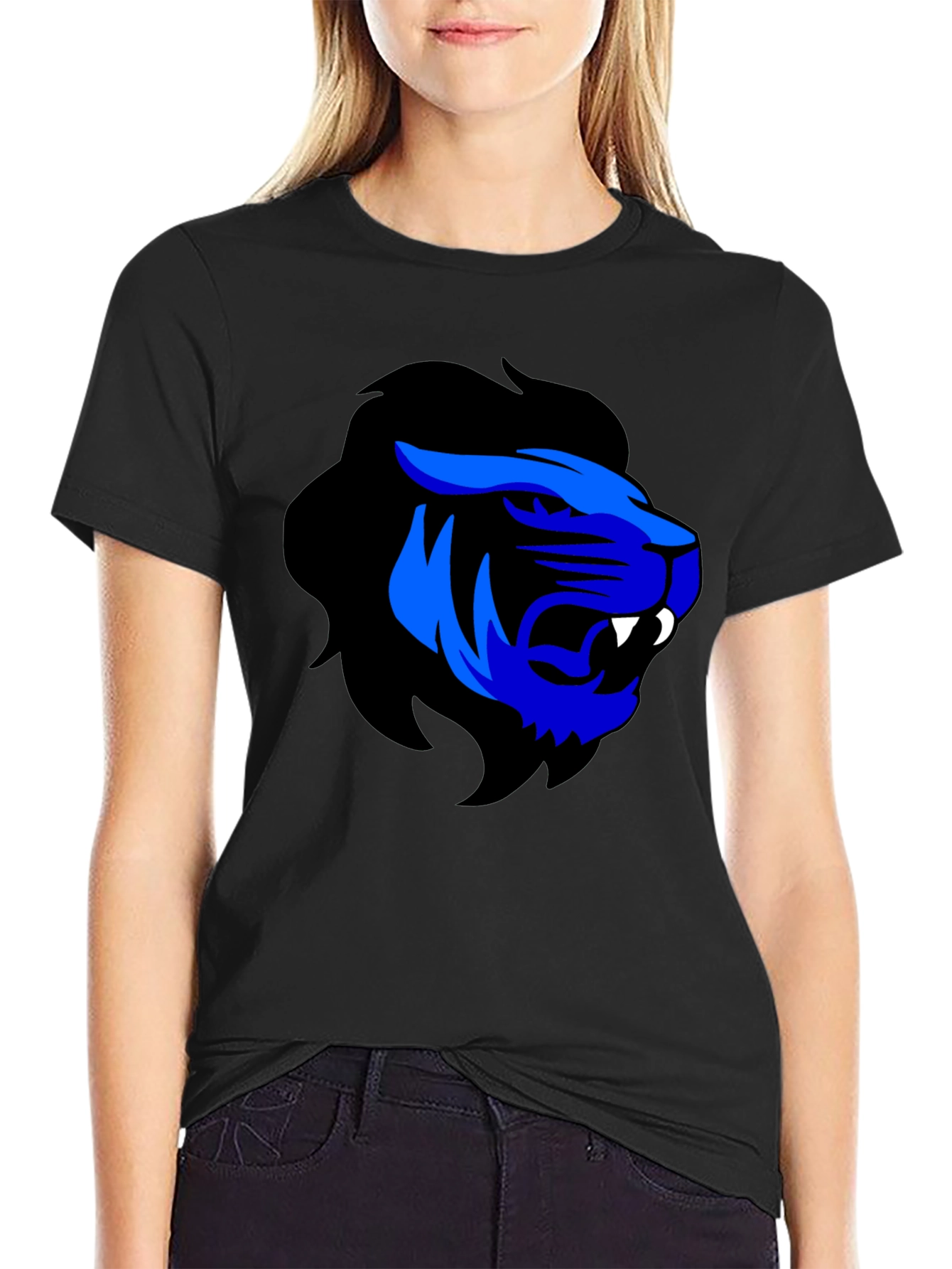 Blue Lion Graphic Black T-Shirt