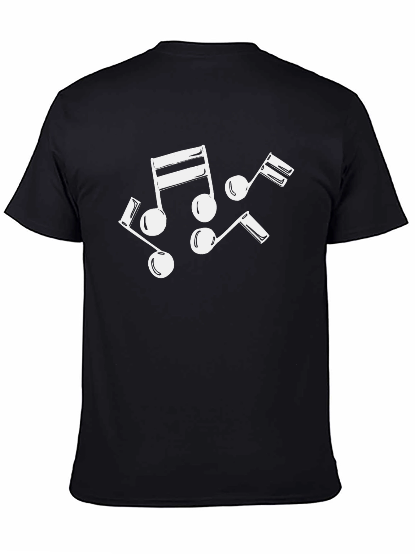 Musical Notes Graphic Tee - Black Cotton T-Shirt