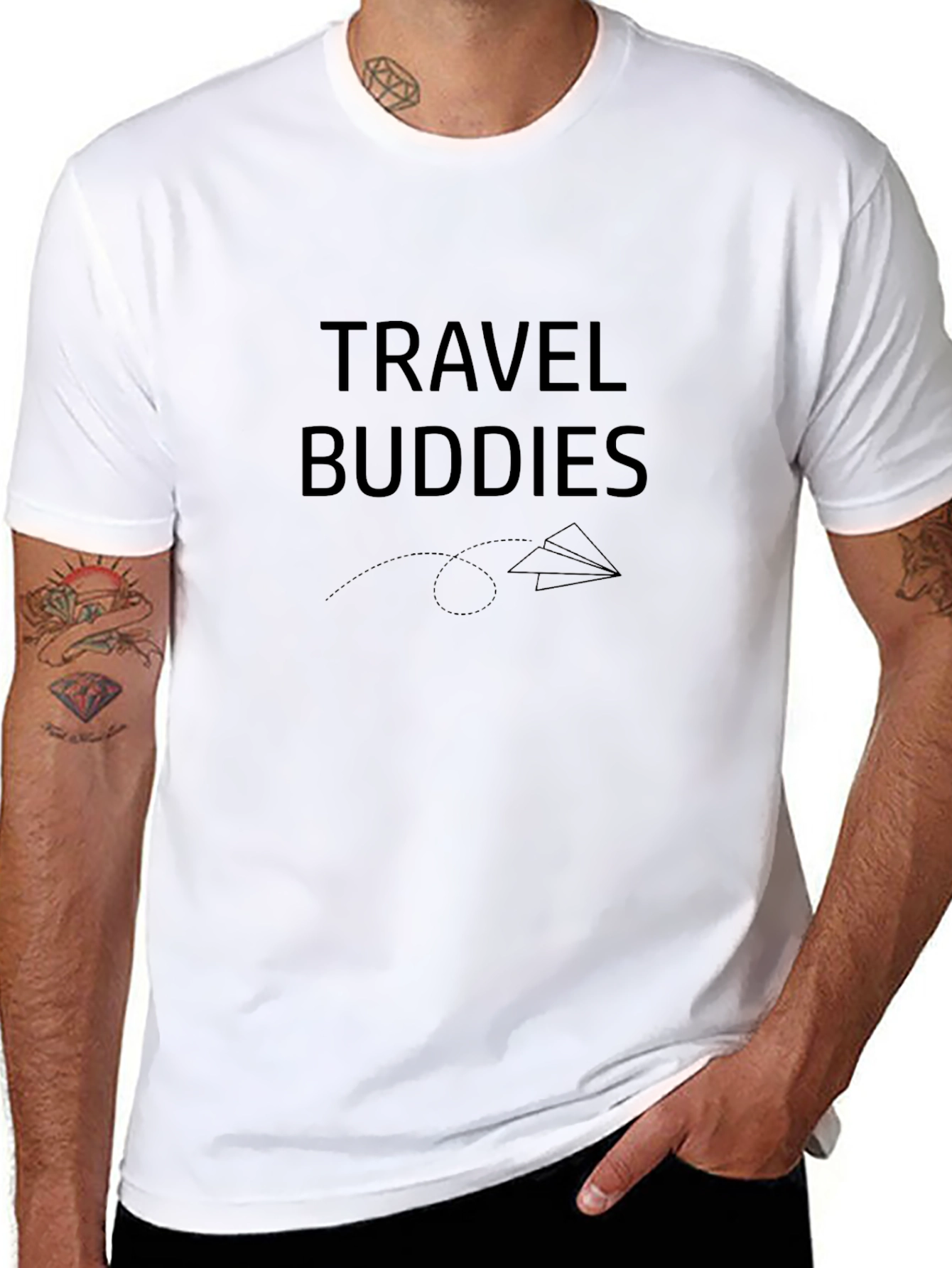 Travel Buddies Black Graphic Tee