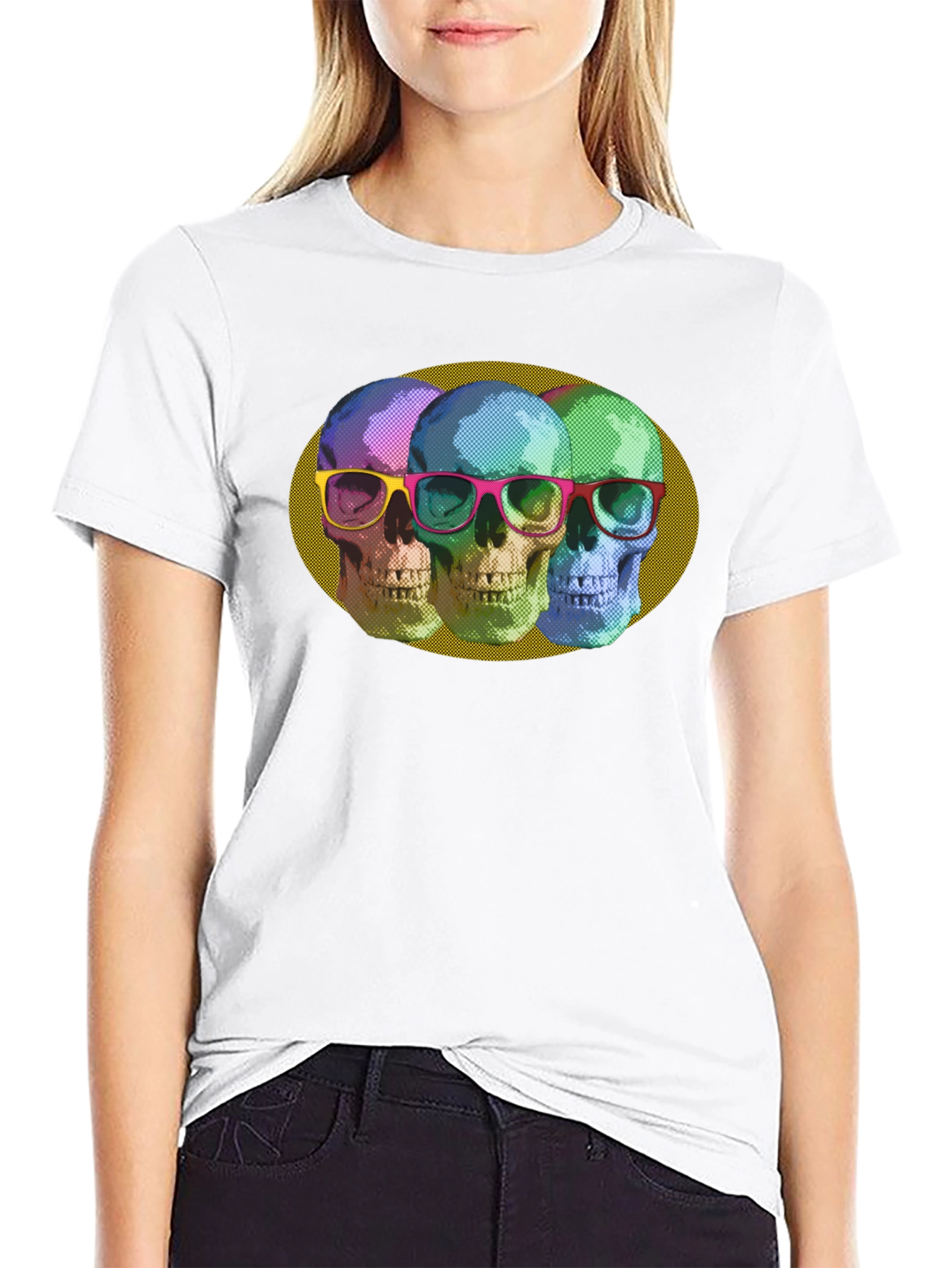 Skull Trio Graphic Print T-Shirt - Bold & Stylish