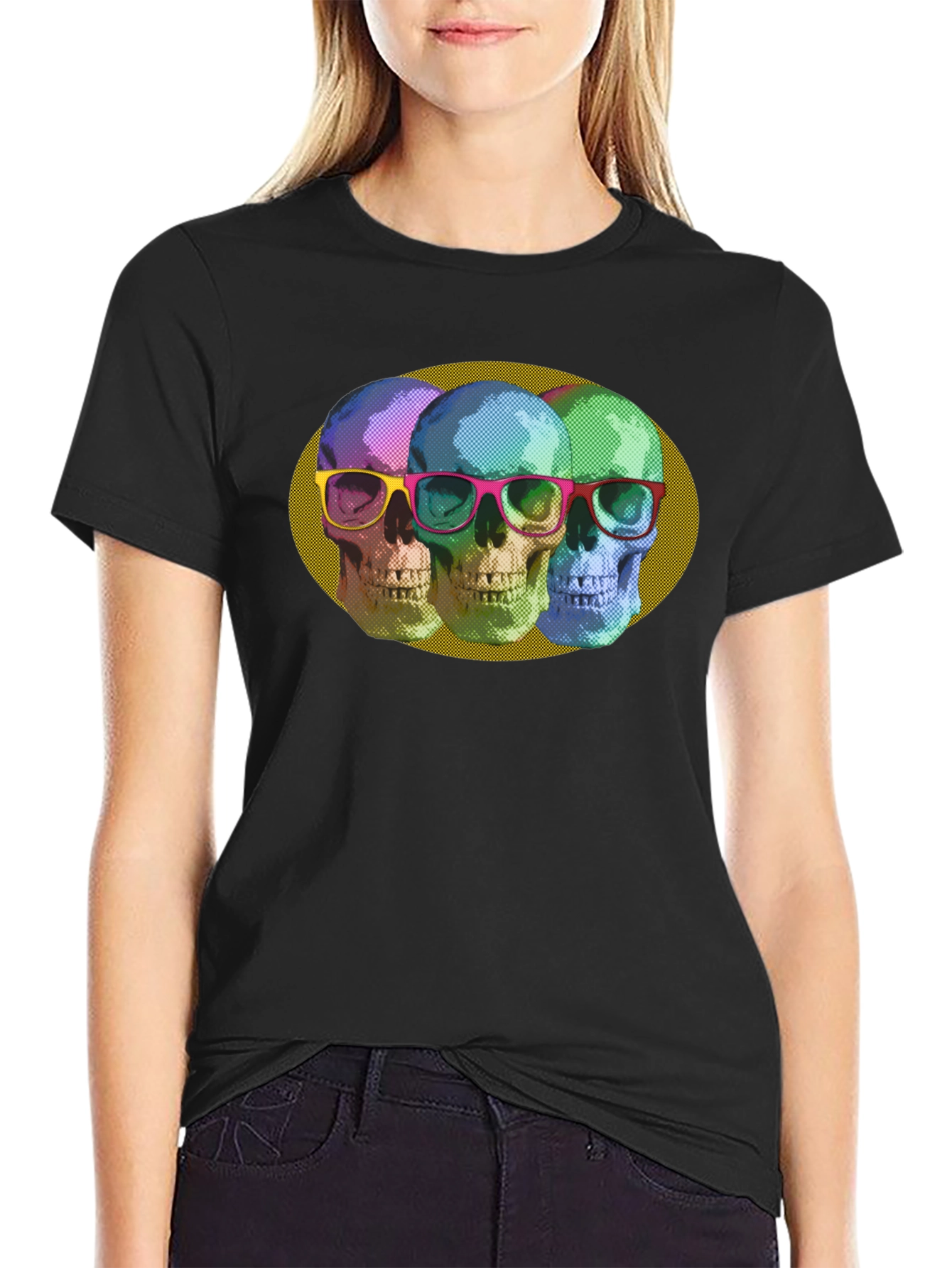 Skull Trio Graphic Print T-Shirt - Bold & Stylish