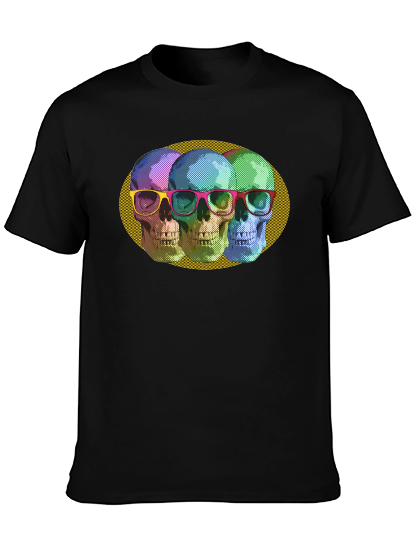 Skull Trio Graphic Print T-Shirt - Bold & Stylish