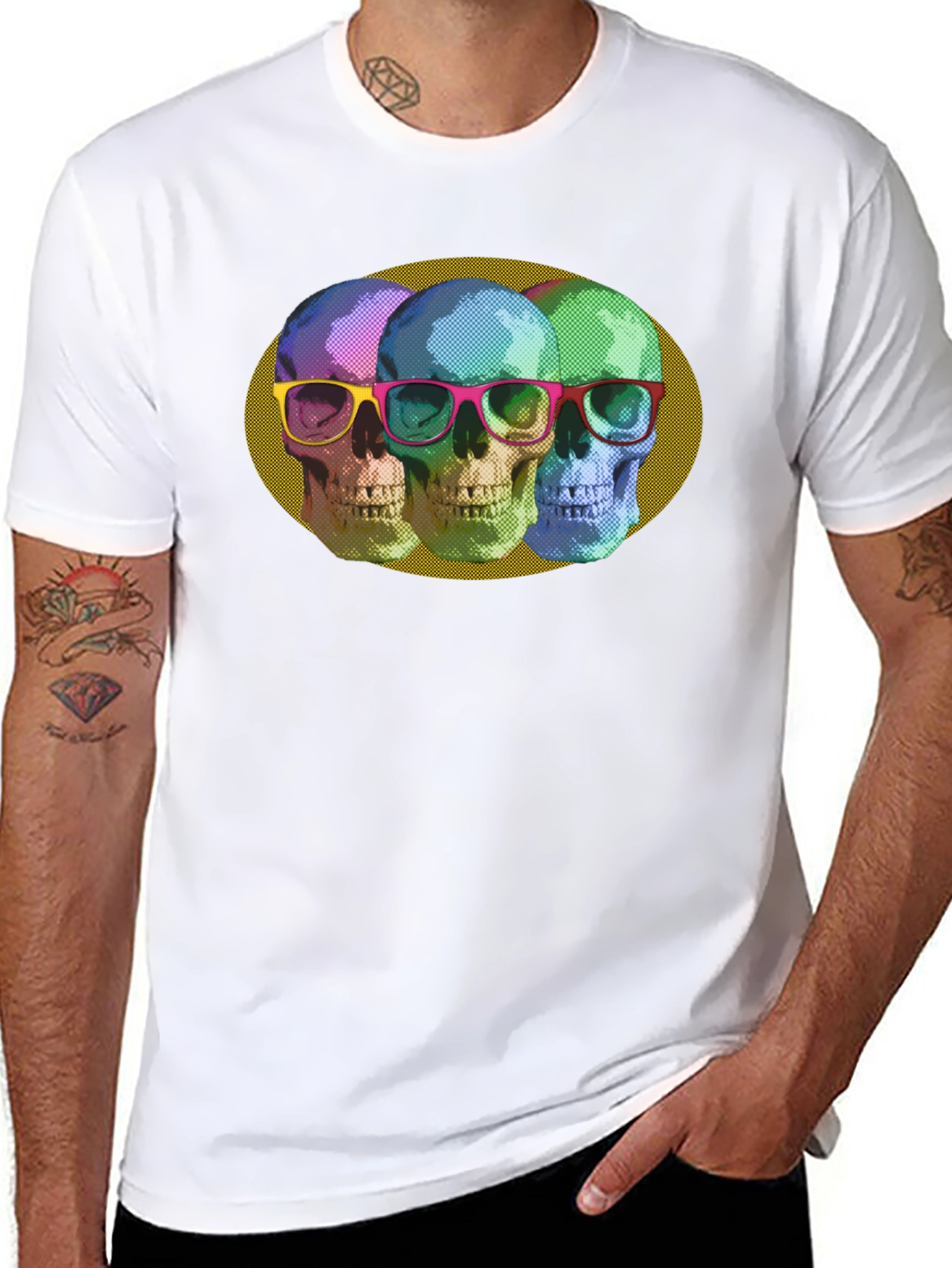 Skull Trio Graphic Print T-Shirt - Bold & Stylish